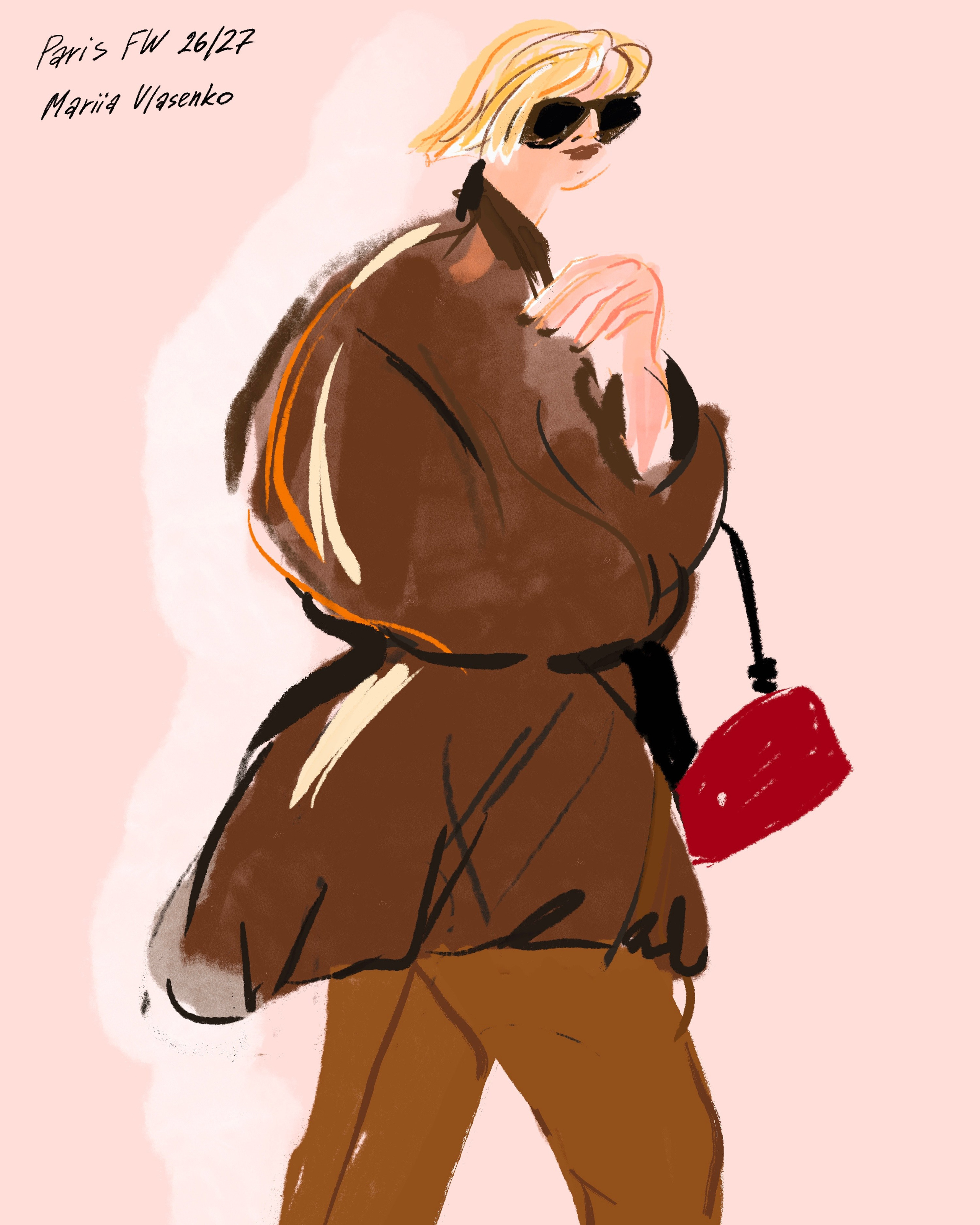 Paris FW 2026 Street Style Sketches. Фэшн иллюстратор из Москвы Власенко Мария