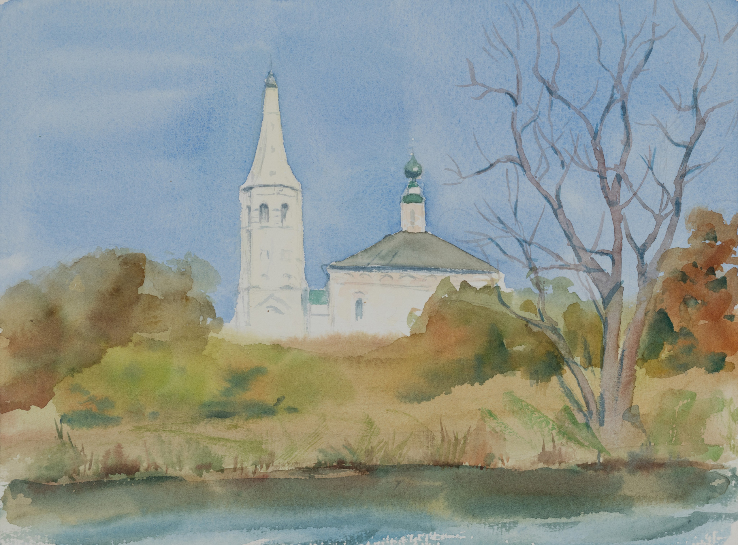 " Теплая осень в Суздале". 23 х 30 см. 2023г.