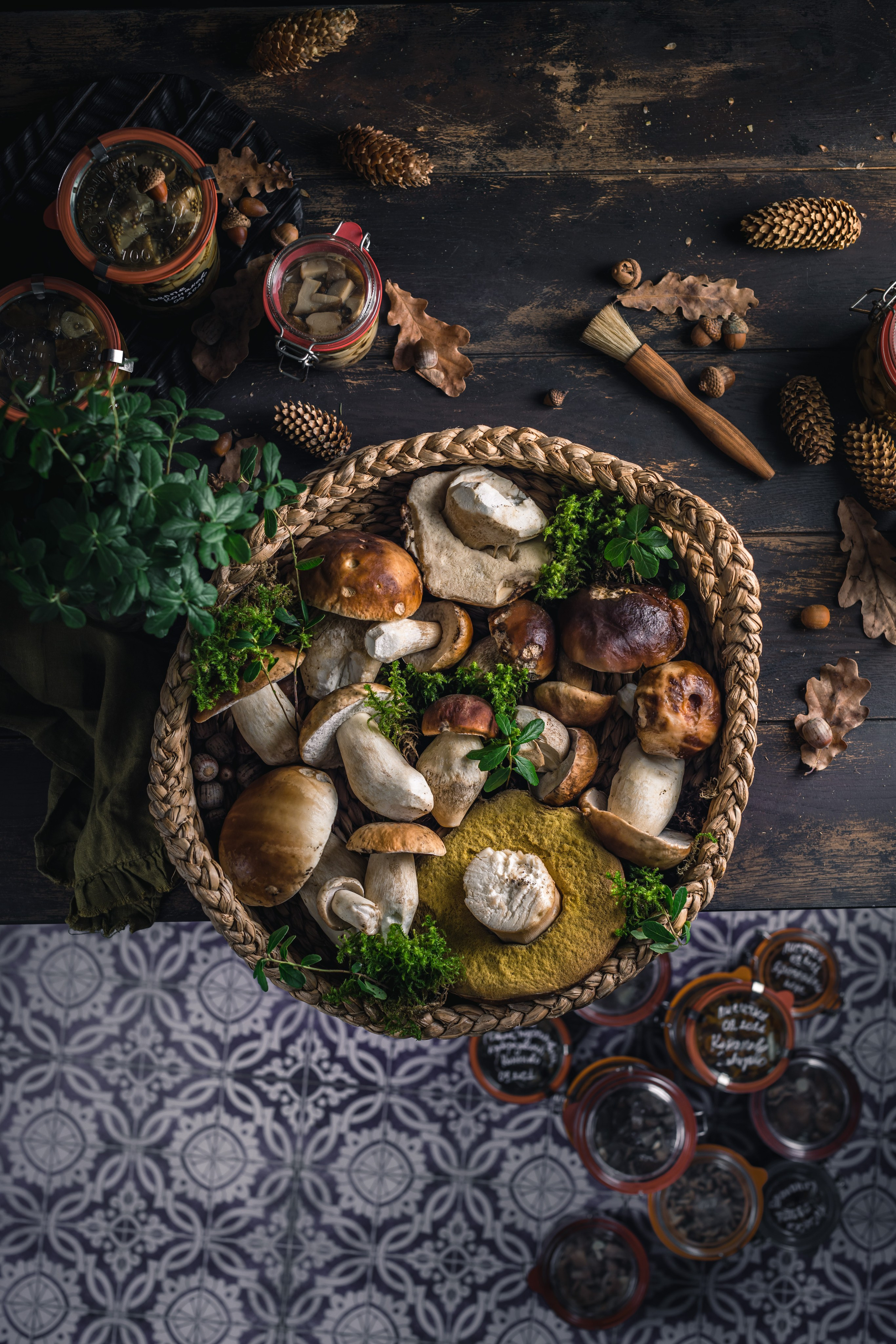 Белые грибы заготовки. Foodie Stories (гастрономические истории) рекламная фуд-фотосъёмка, Москва