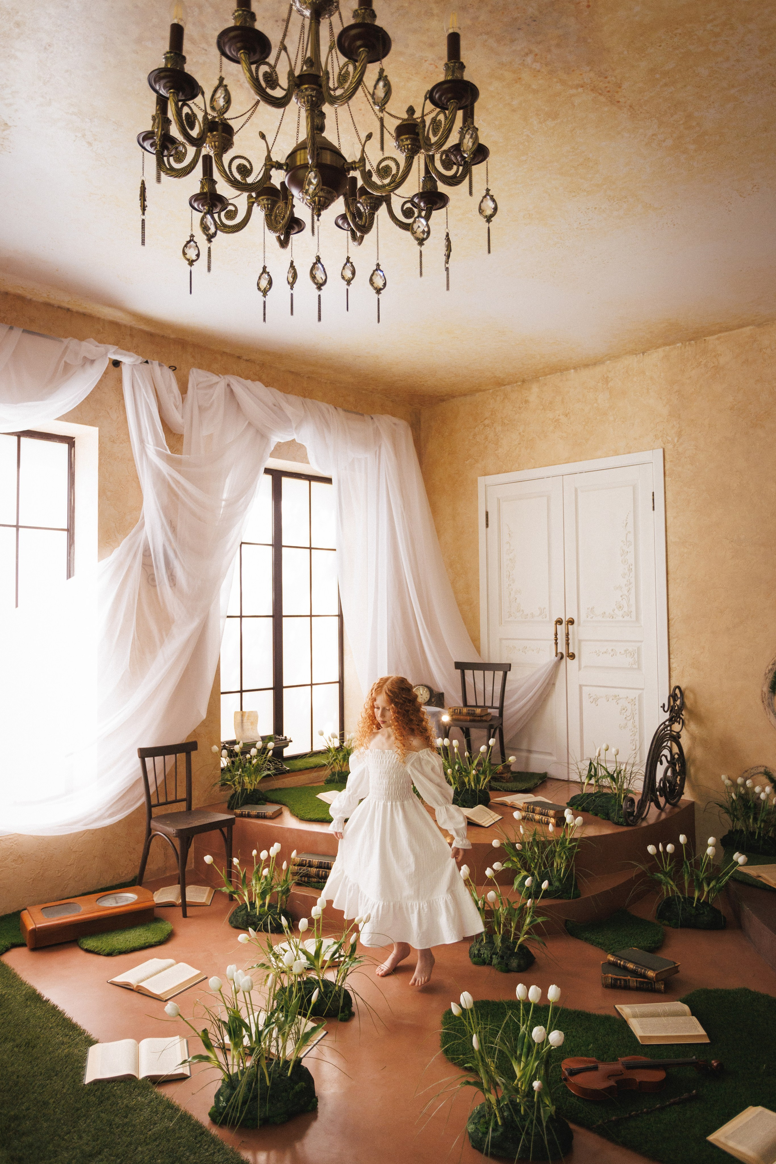 Сказочная фотосессия с белыми Тюльпанами, фотостудия «Эль», город Краснодар. Семейный и детский фотограф в Краснодаре Анна Трашкова