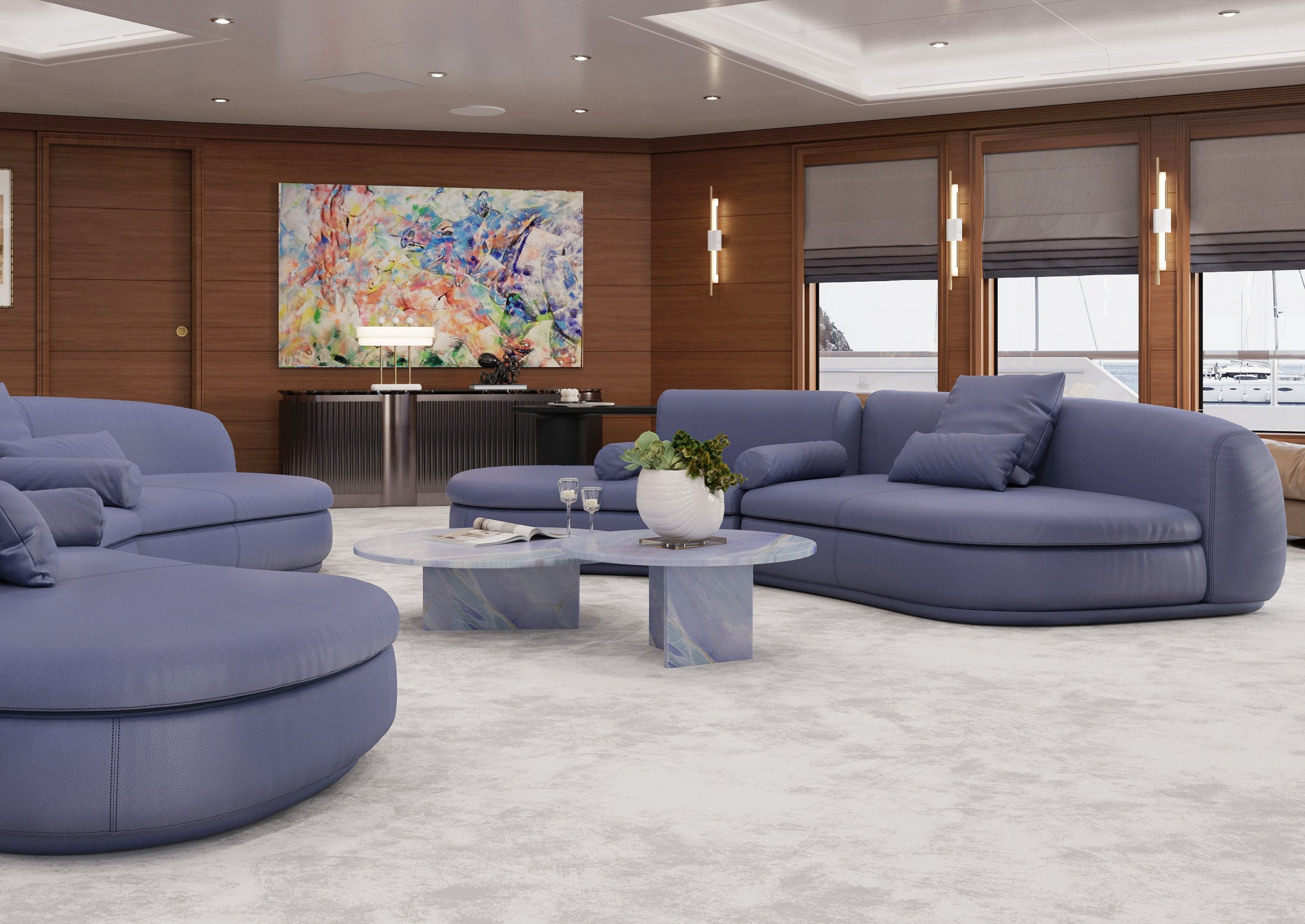 3 варианта гостиной на яхте. Дизайн Марина Павлюченкова. 3D визуализатор интерьеров Ксения Жарко