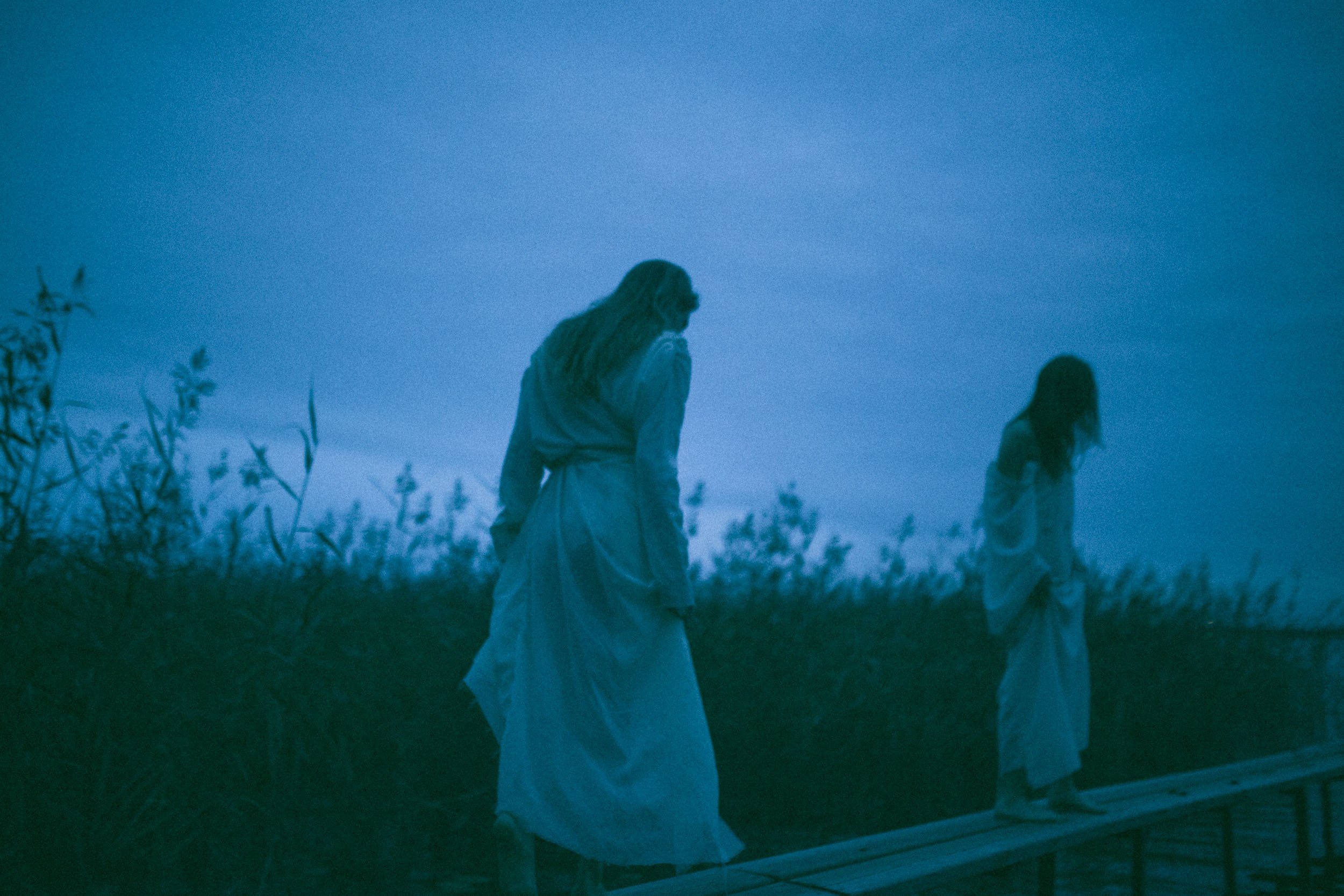 Две девушки в темном лесу