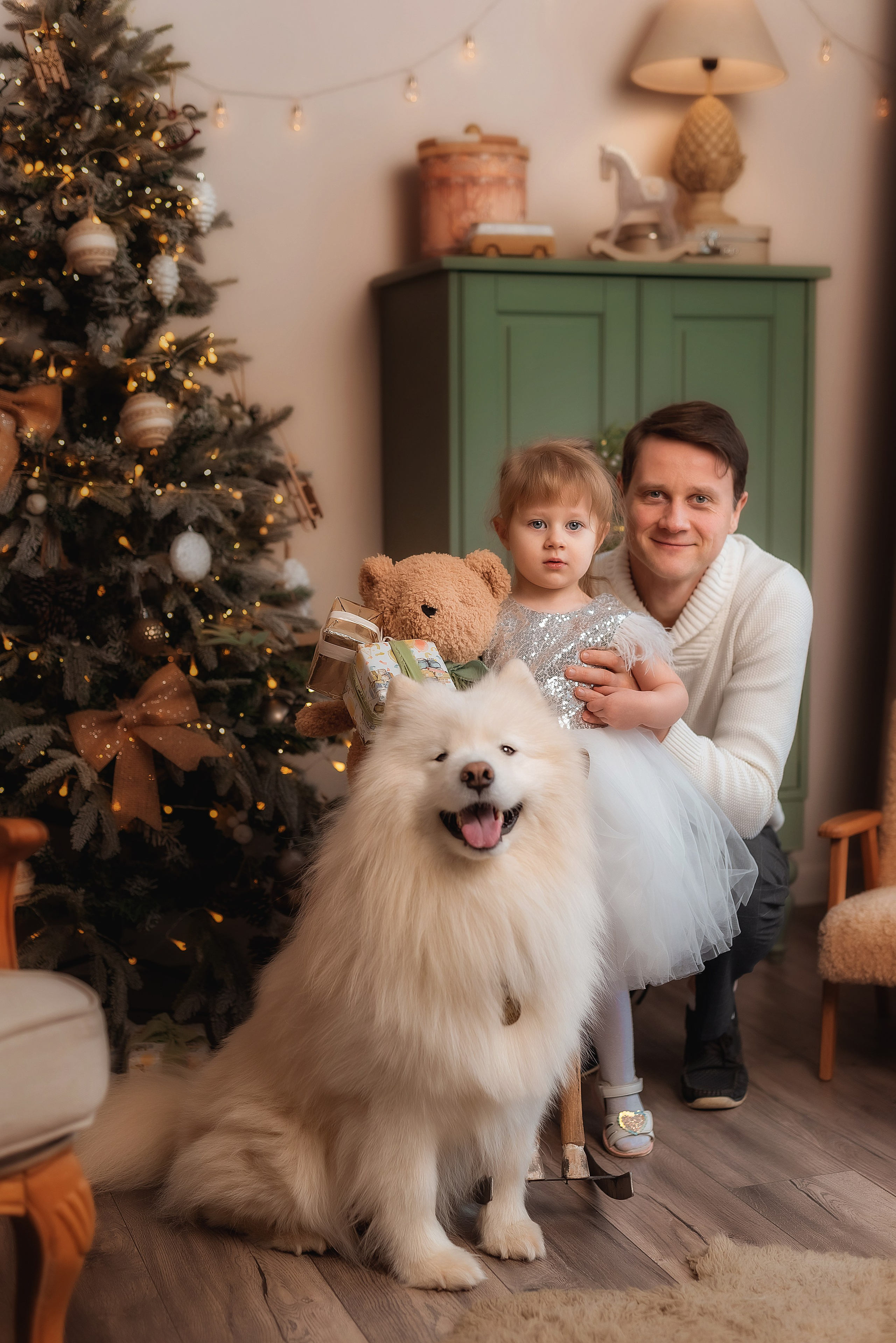 Семейная фотосессия с самоедом. Семейный, детский фотограф в Воронеже Анна Никитина