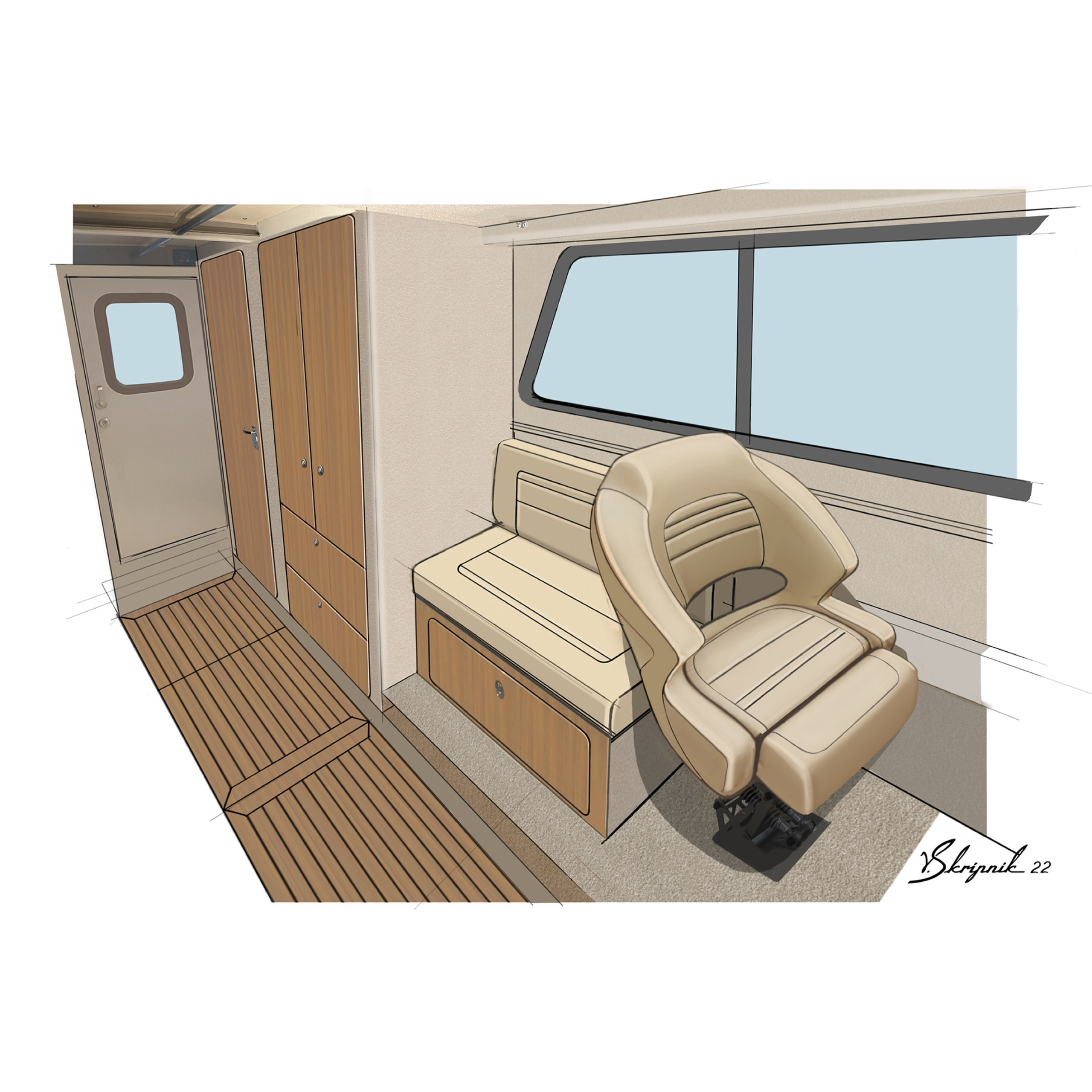 Дизайн персонализации Алюминиевого катера Weldcraft Cuddy King 300 OS. Design Yachts and Cars