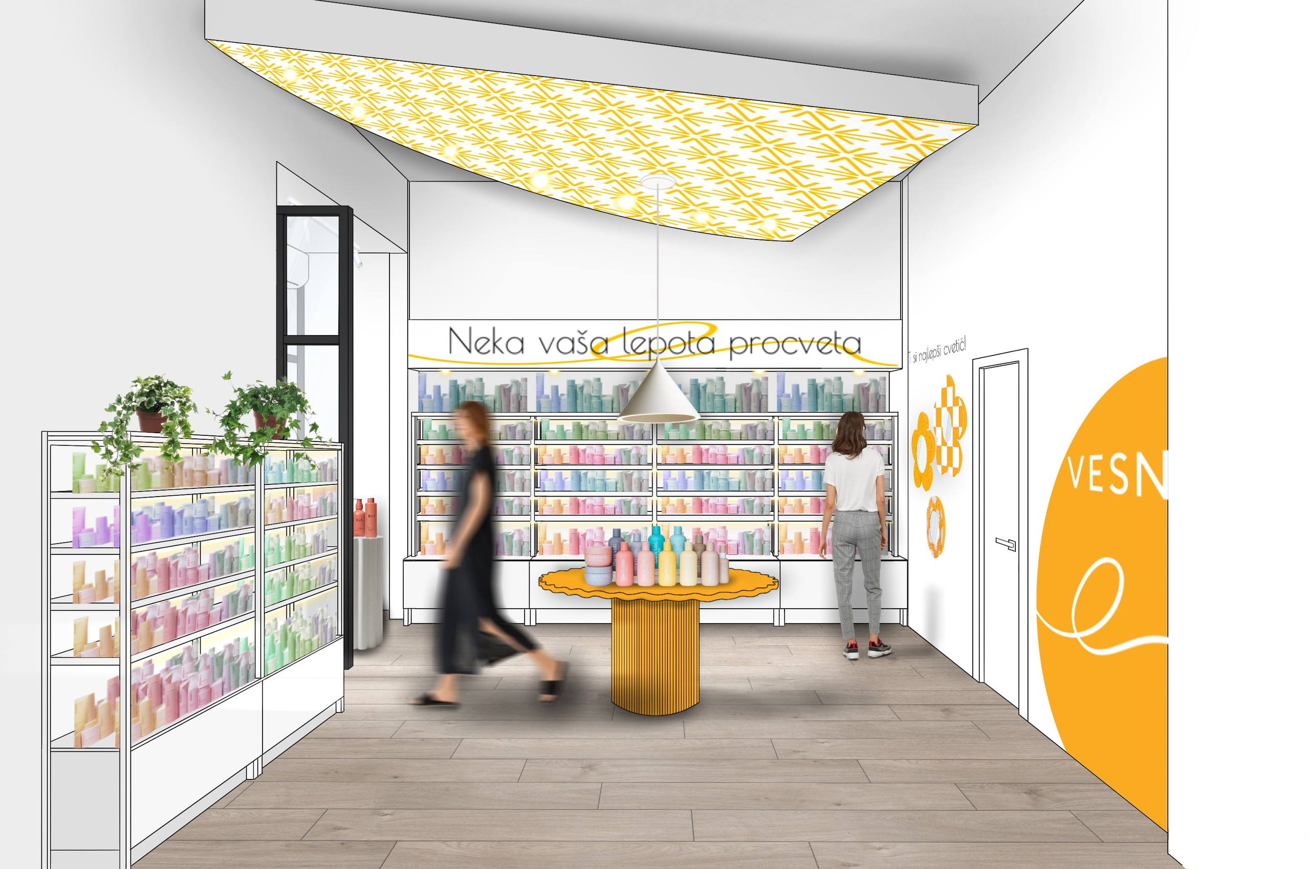 Яркий дизайн для магазина косметики в центре Белграда. Дизайн интерьеров по всему миру