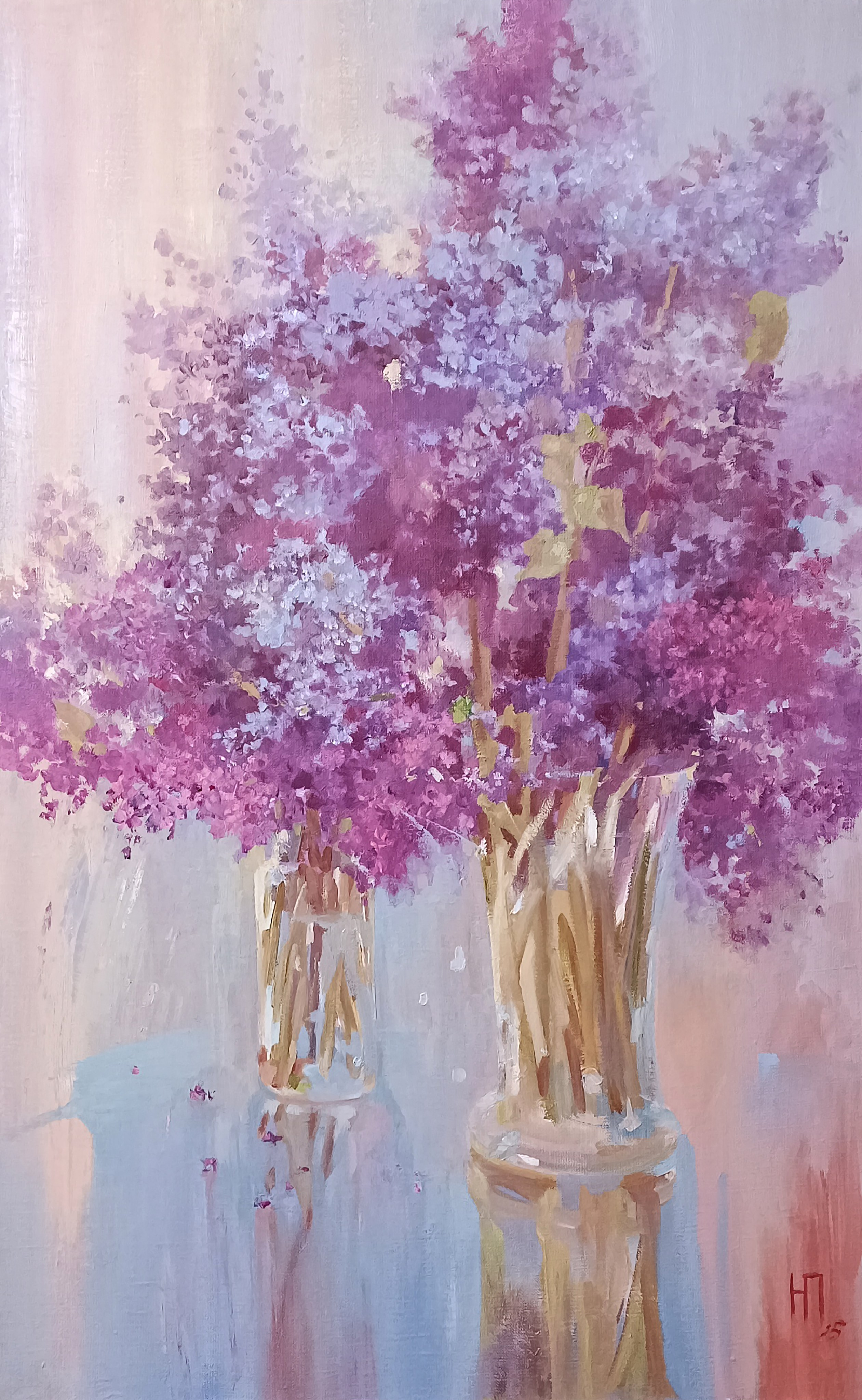 Цветочный натюрморт, Цветочная живопись, букет сирени, Весенние цветы, натюрморт,  Цветы сирени в вазе, Живопись цветы, Импрессионизм, Искусство декор интерьера, романтическое искусство, Искусство для коллекционеров, современное цветочное искусство