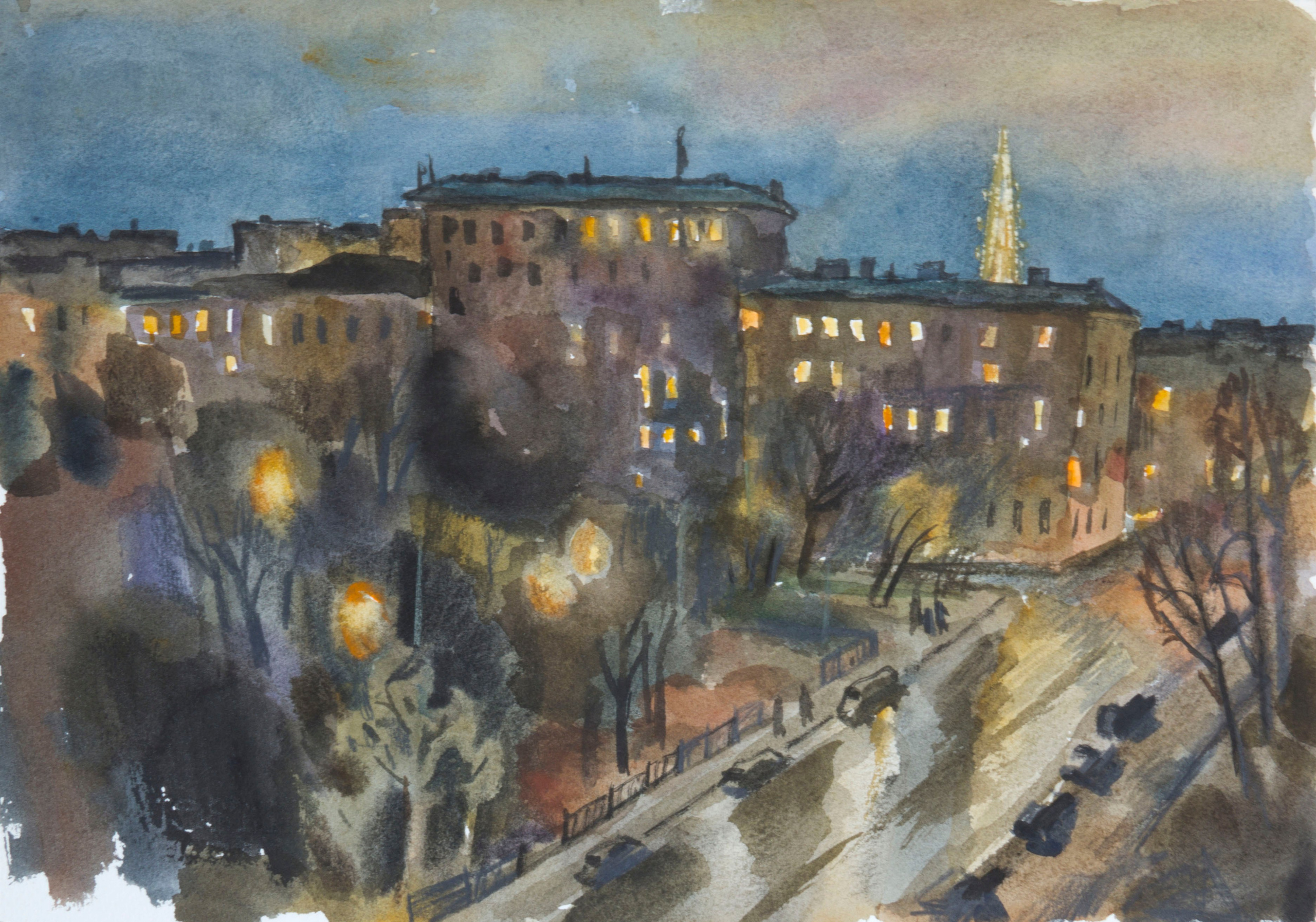 Город, графика. Ольга Васильева художник в Санкт-Петербурге