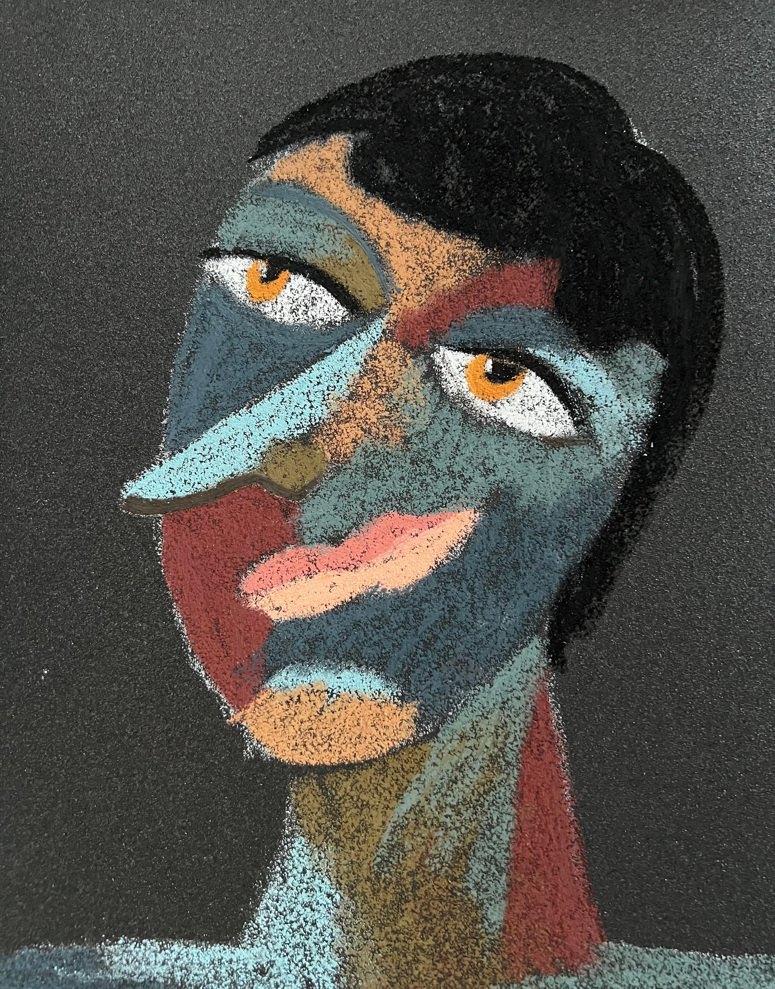 Title: Candidate   Material: Oil pastel, sandpaper Size: 28 x 23 cm 