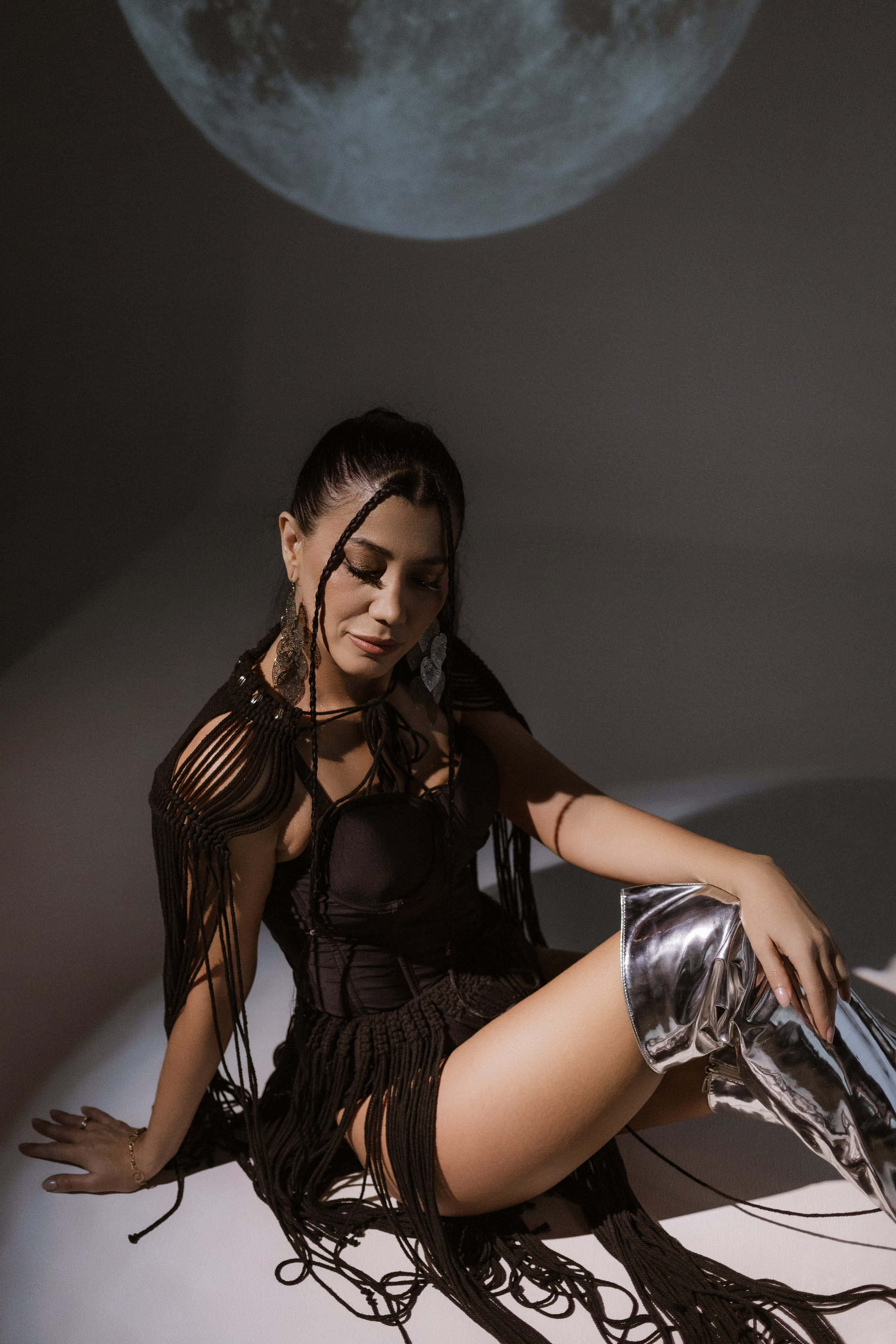 фотосессия с луной в студии