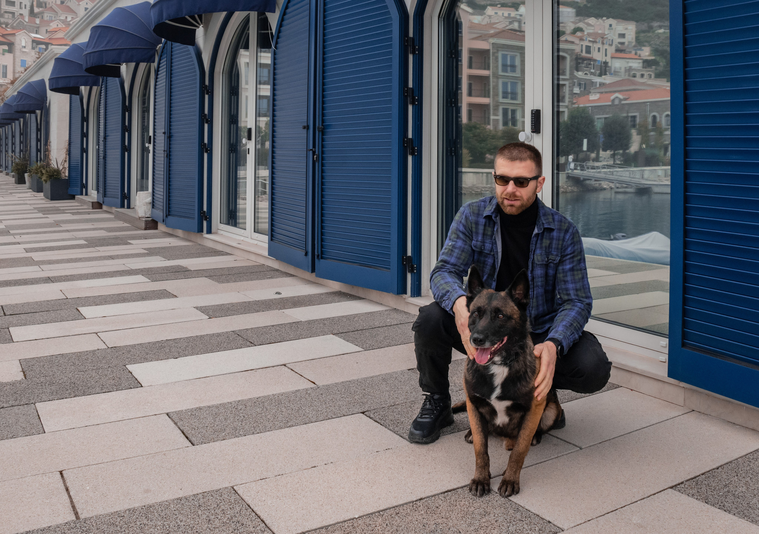 Photoshoot with a dog in Montenegro. Portrait photographer in Tivat Montenegro Katerina Kirsanova