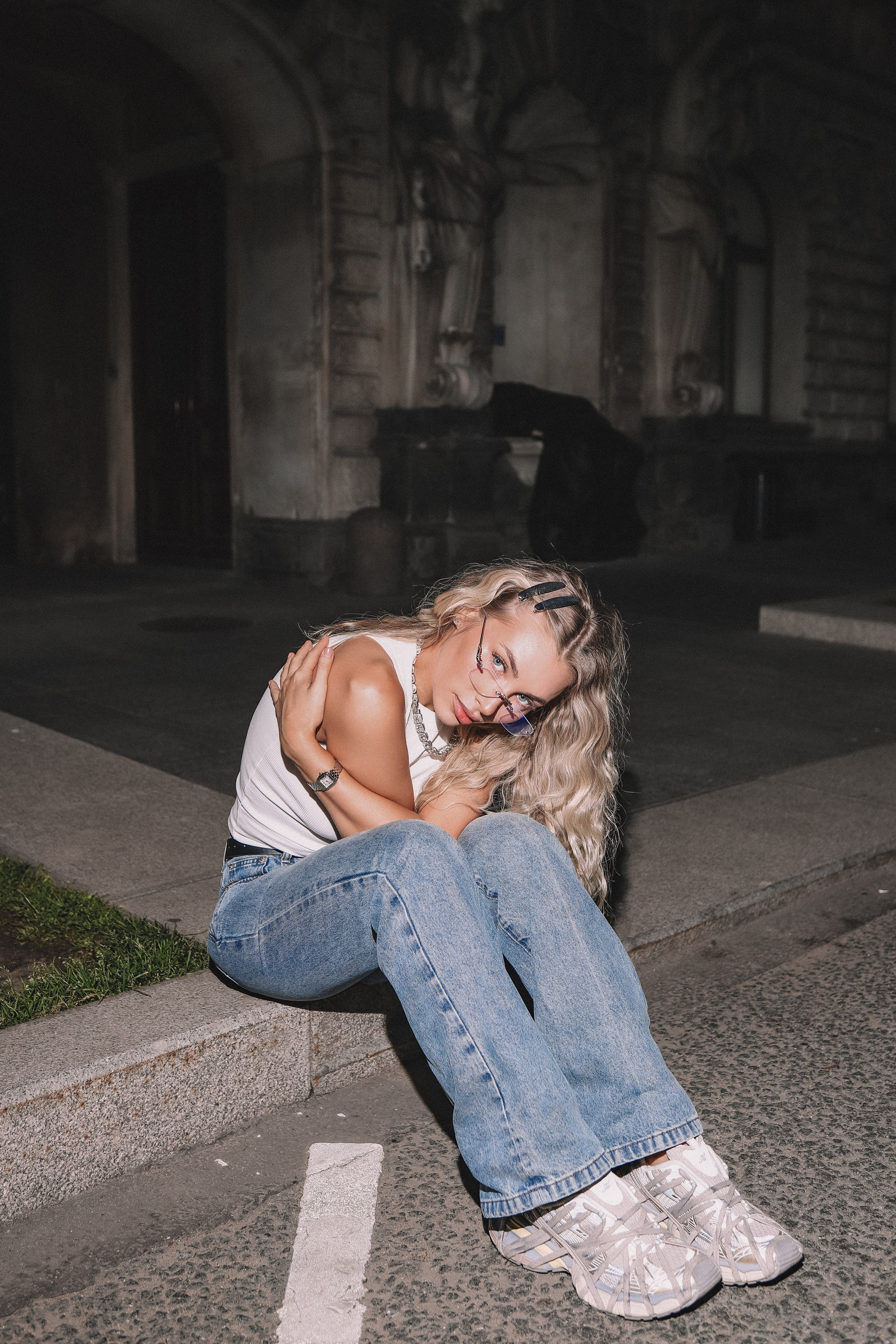 Полина — вечерний Петербург, съёмка со вспышкой | О. Беляева. Фотограф Олеся Беляева | Санкт-Петербург и Ленобласть