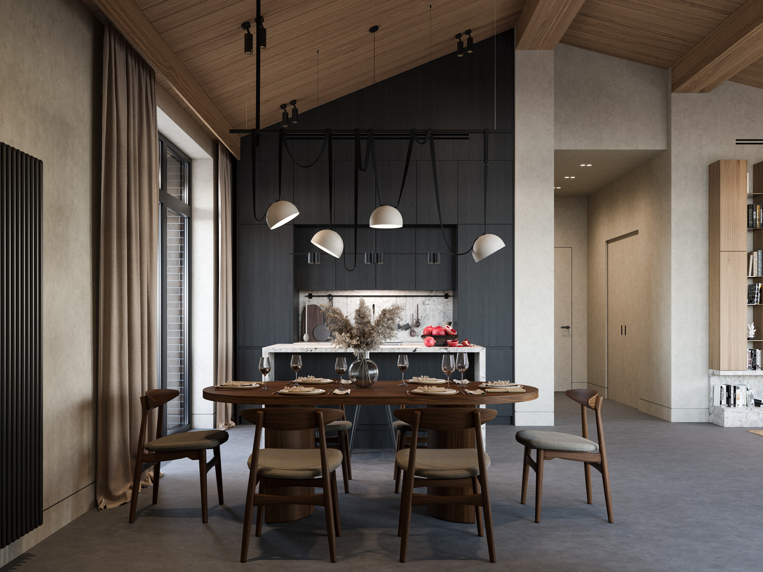 Визуализация кухни и столовой