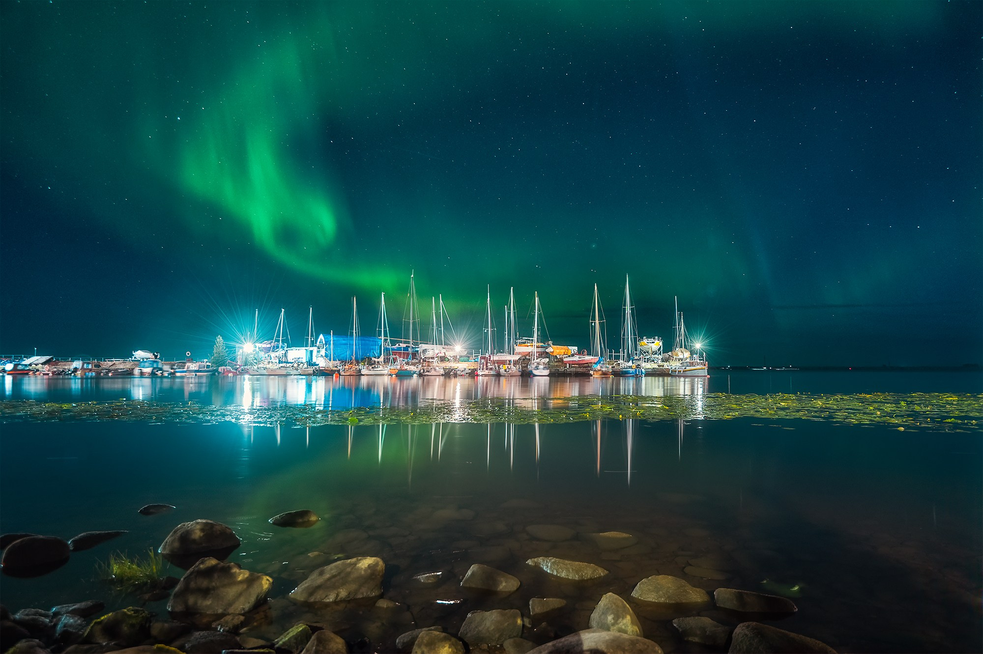 Северное сияние. Аэросъемка в Архангельске, Александр Ермолин