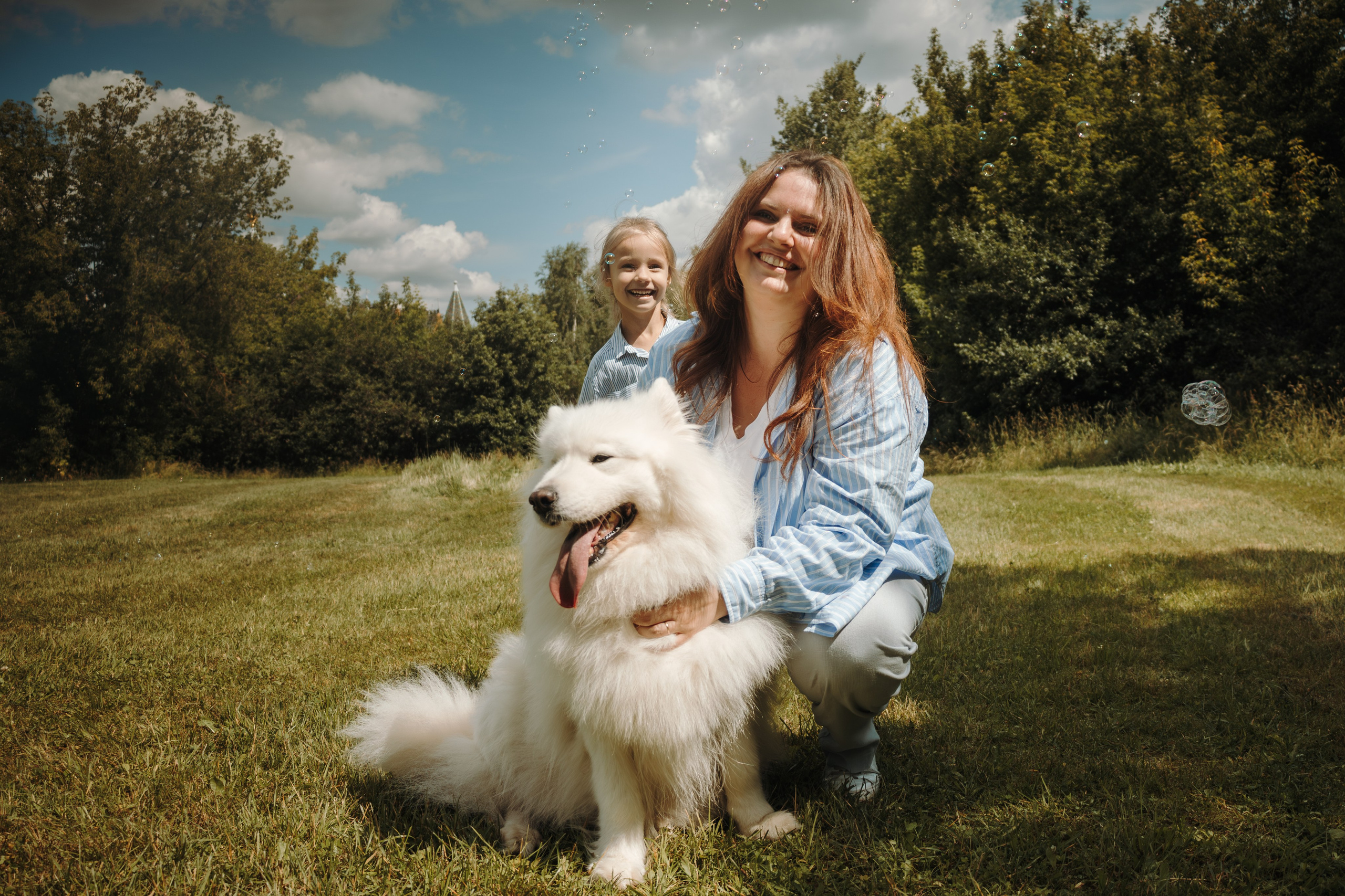 Семейная фотосессия с собаками в парке. Фотограф-анималист в Москве Екатерина Тихонова