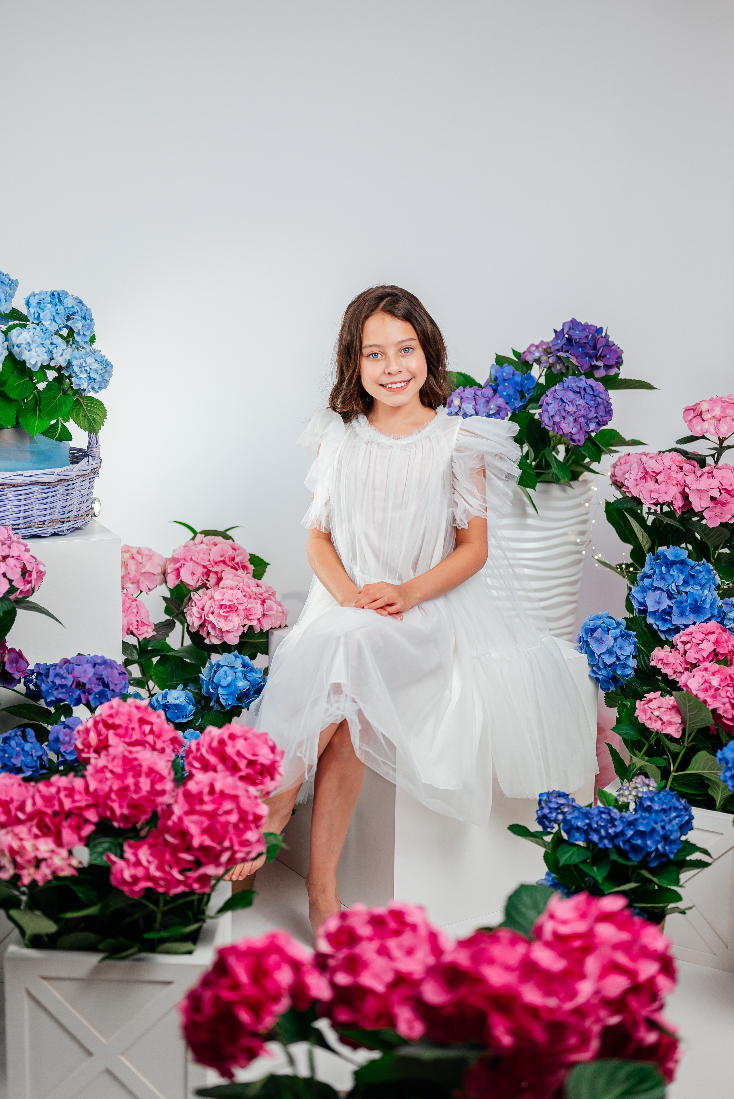 Вероника и гортензии. Семейный фотограф в Краснодаре