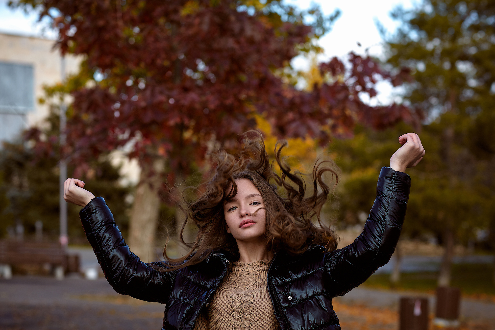 Осенняя прогулка с яркой Елизаветой. Фото видео съёмка в Белой Калитве дуэт Герман и Инна