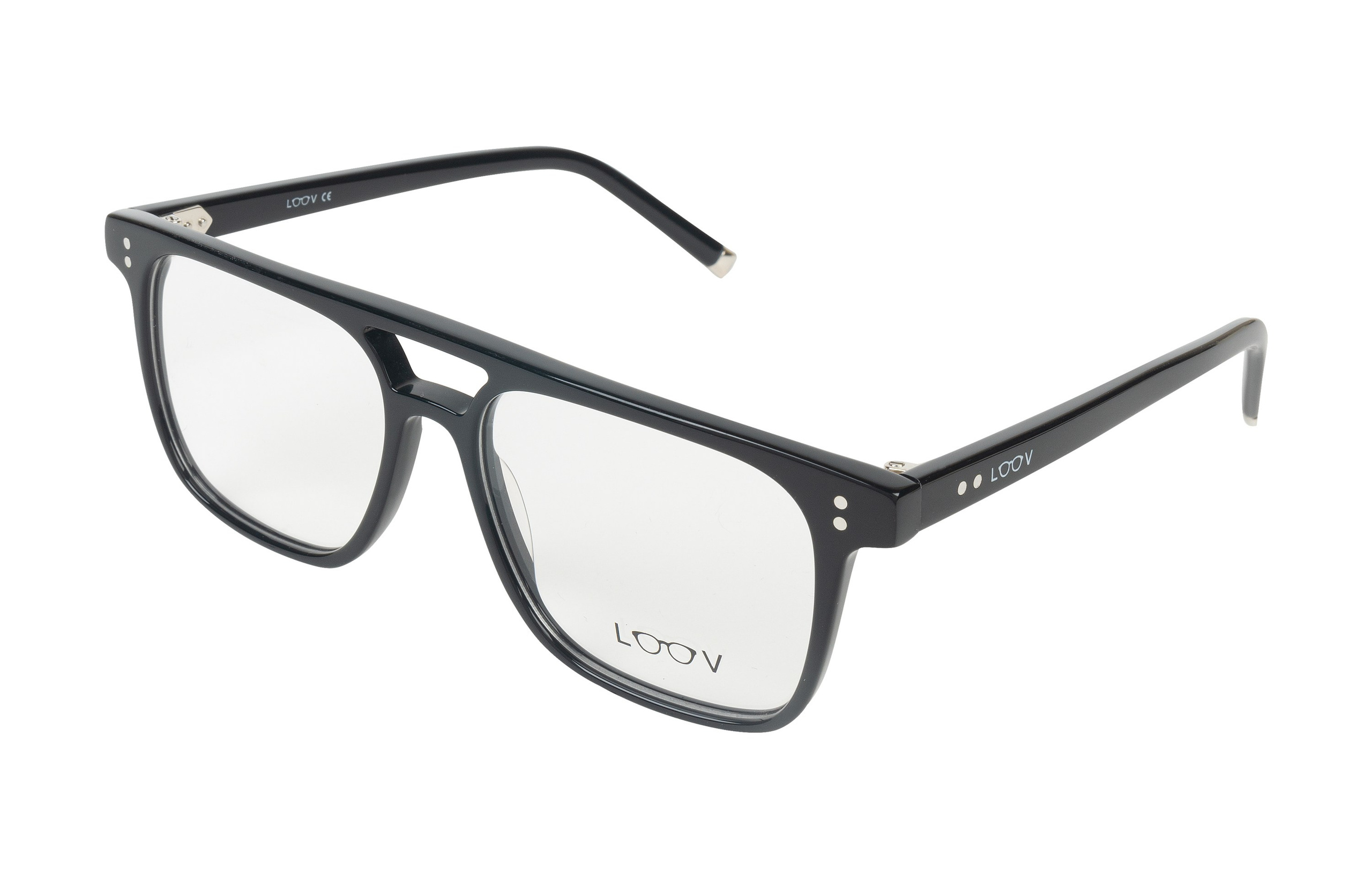 Очки мужские, с черной оправой, квадратные, массивные, солидные, на белом фоне