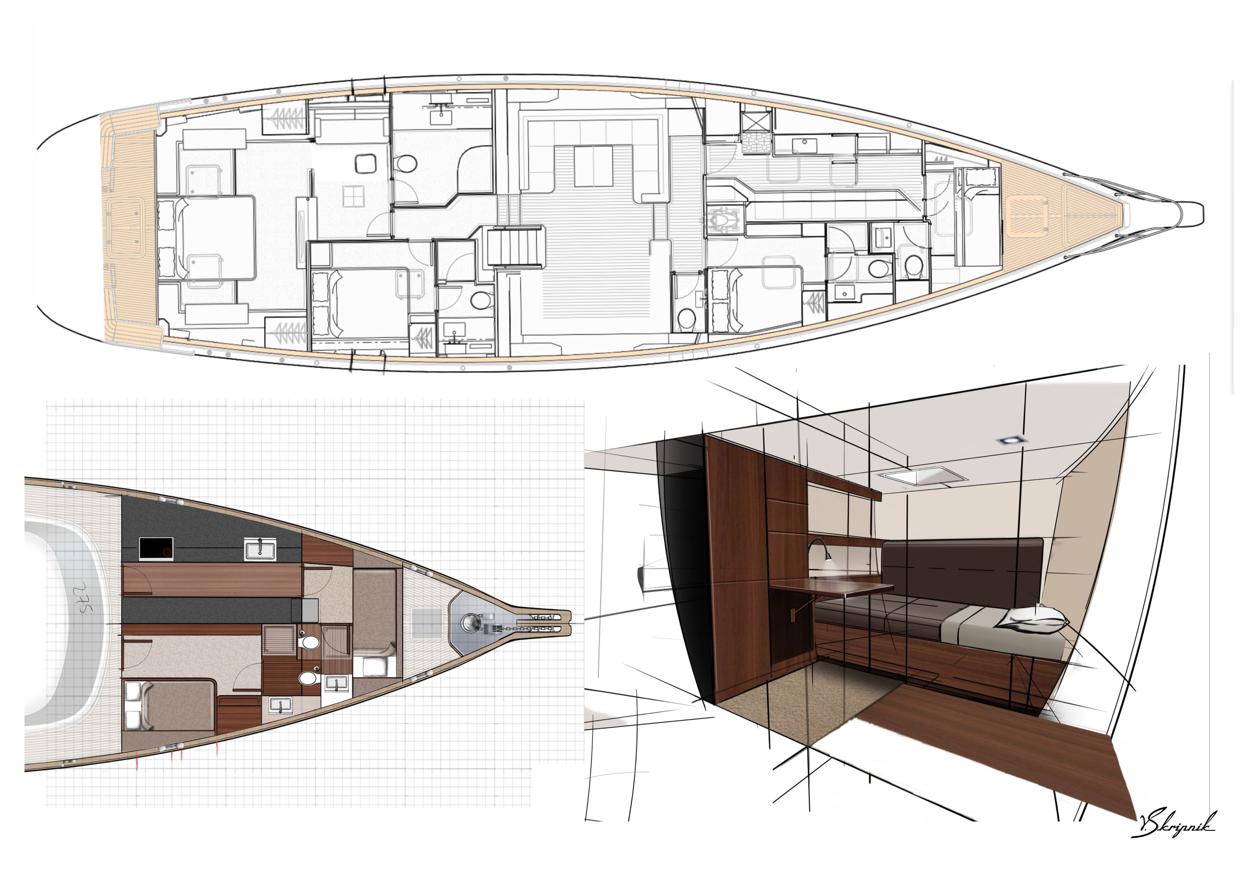 Индивидуальный дизайн парусной яхты Oyster 625. Design Yachts and Cars