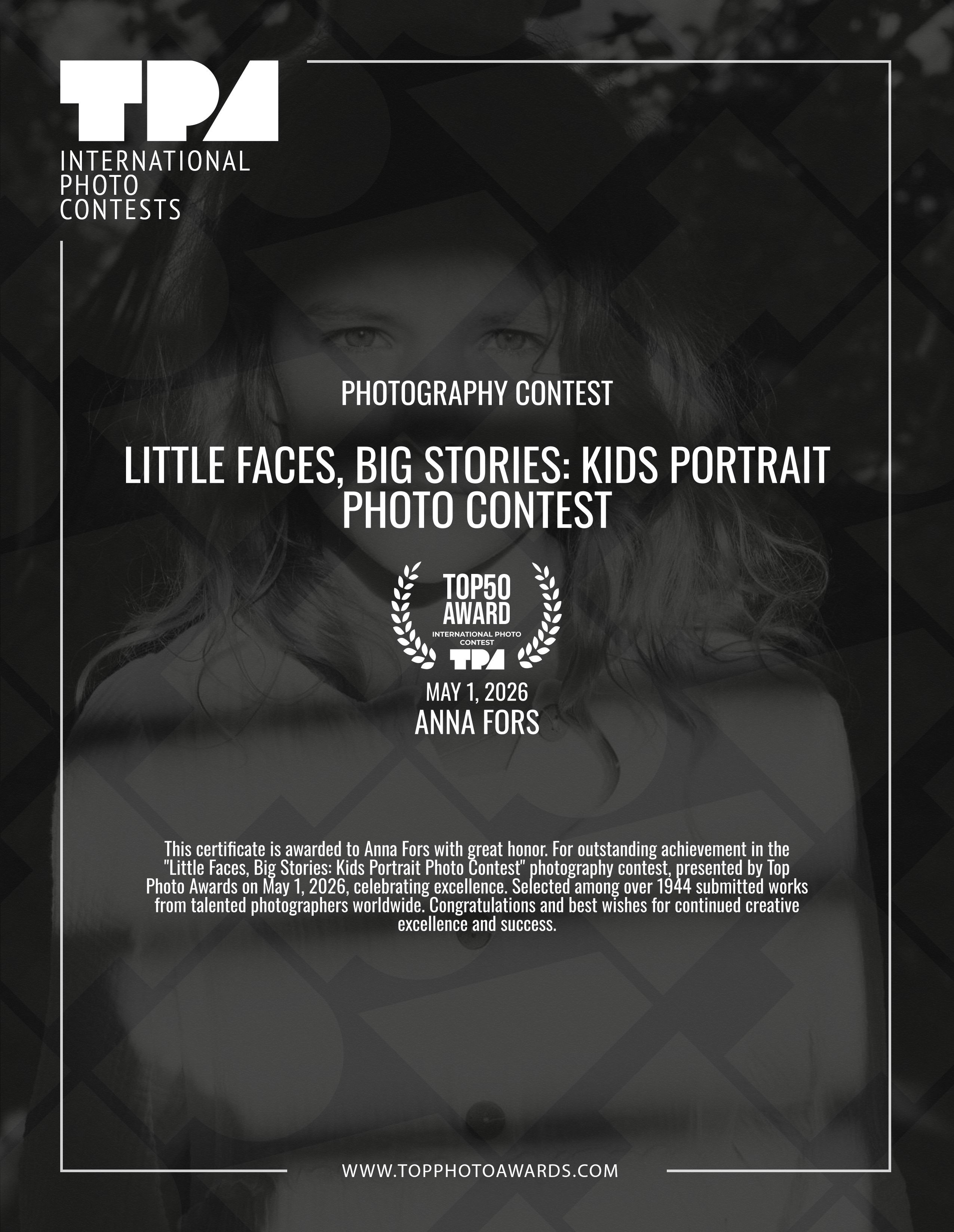 Награды фотохудожника Анны Форс — Победитель BICFP, TopPhotoAwards и финалист Liquida Grant