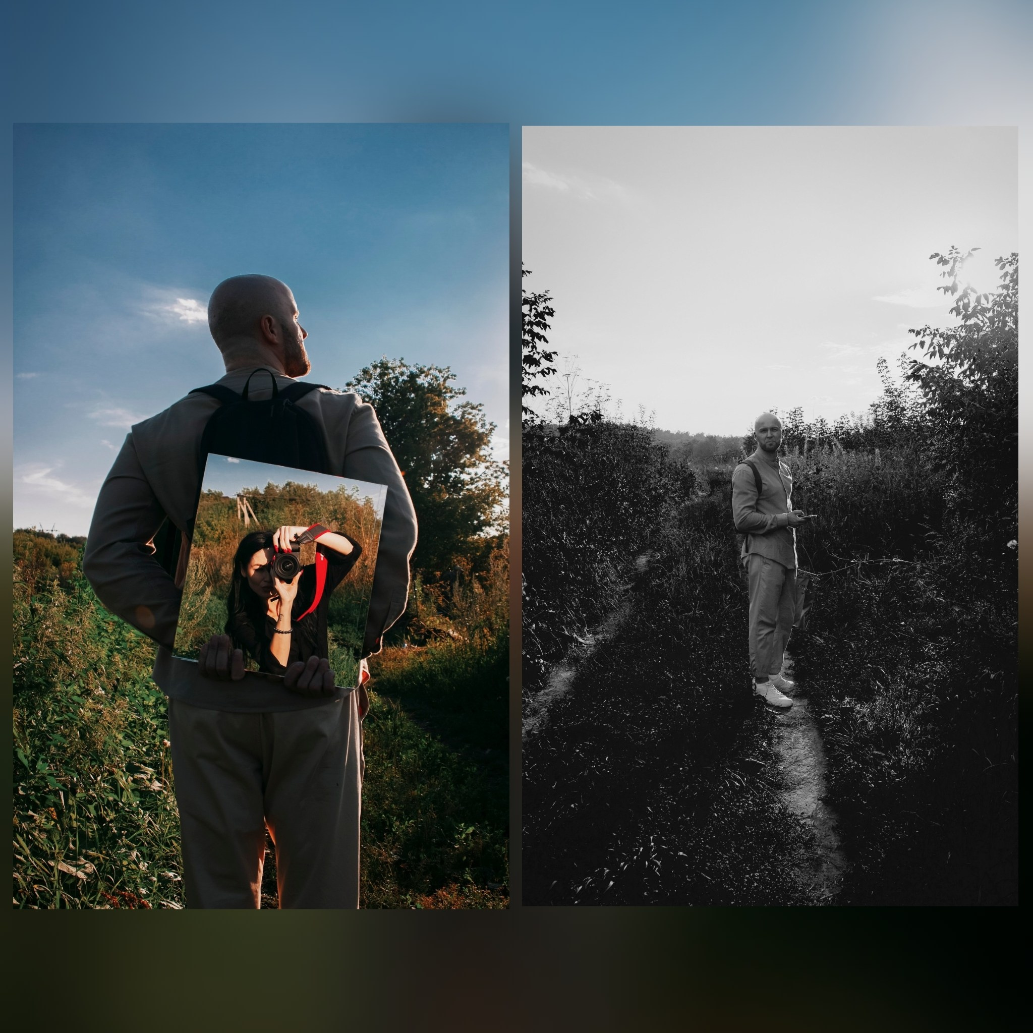 мужчина с зеркалом