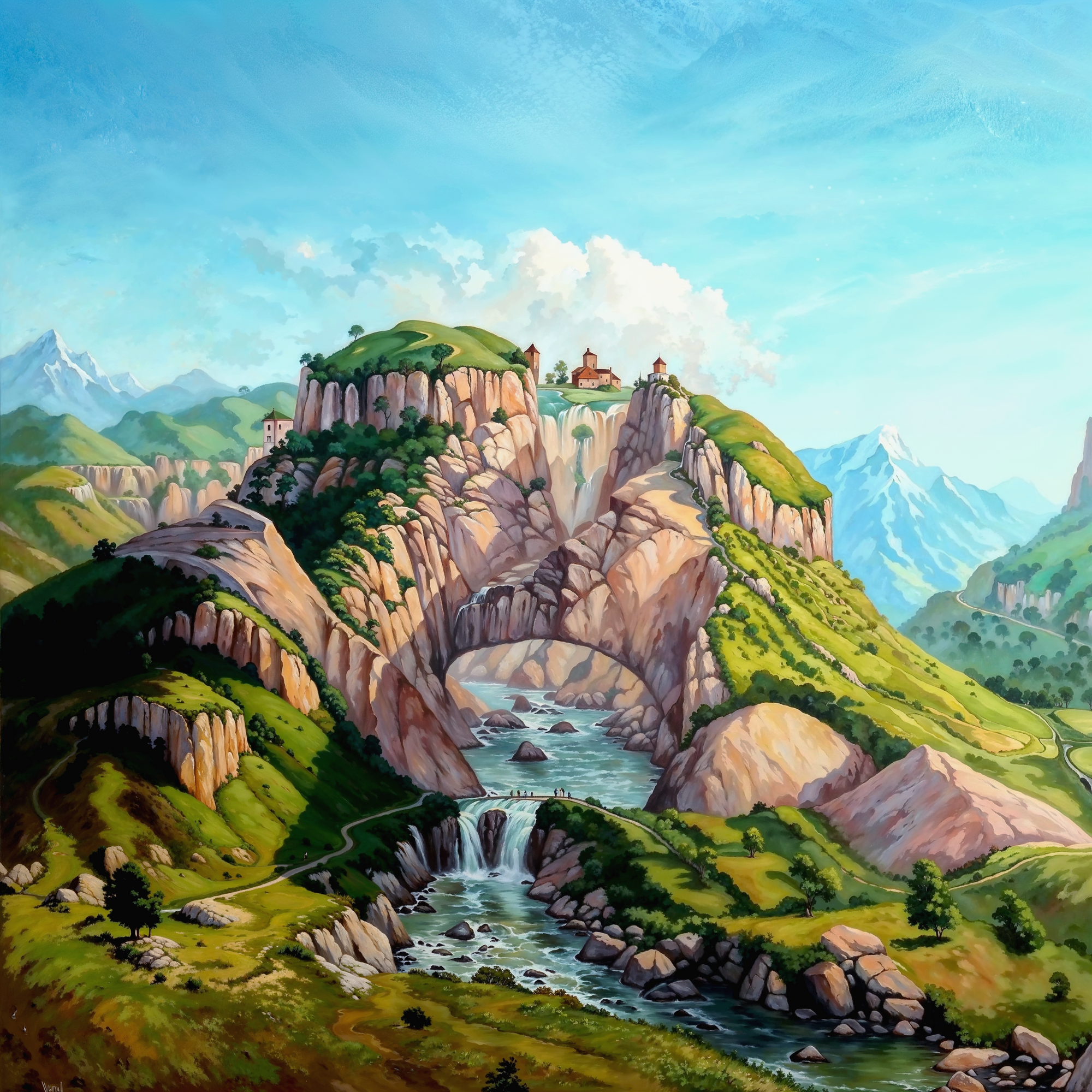 Оптическая иллюзия женского лица, спрятанного в горном пейзаже – по мотивам Артуша Восканяна