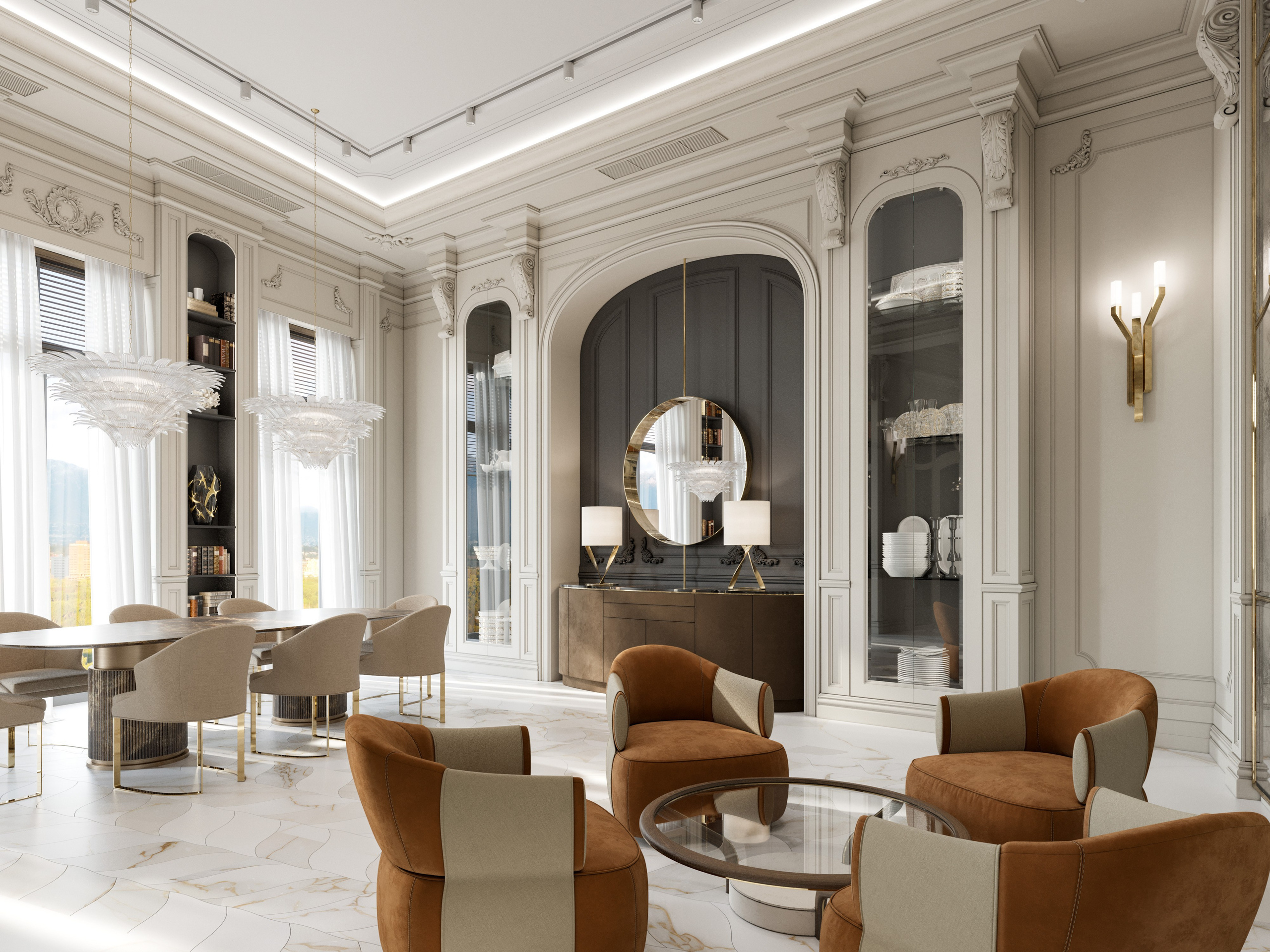 Классика и Современность: 3D Визуализации Особняка с Высокими Потолками. Визуализатор интерьера в Москве | Брагин Кирилл