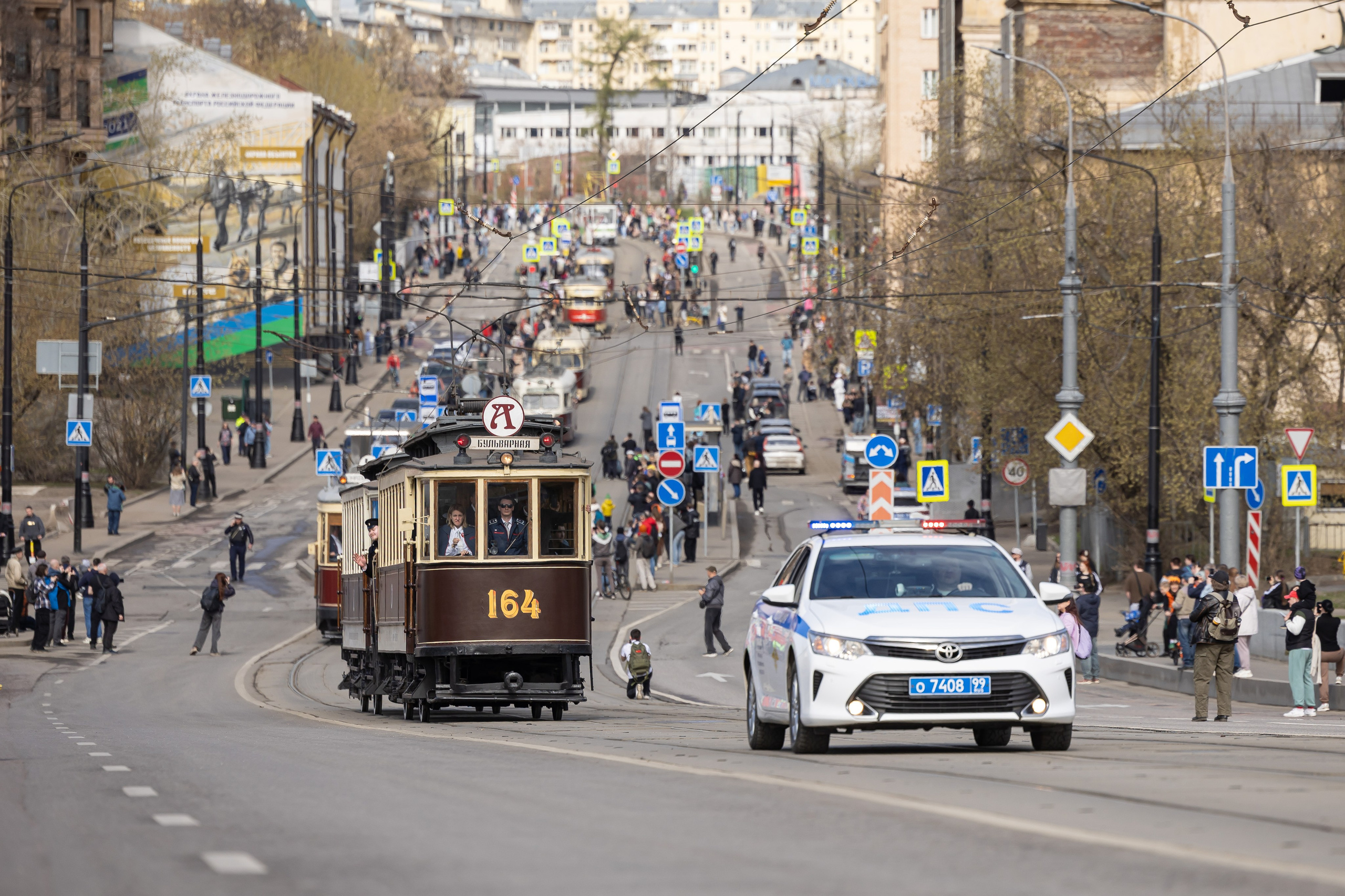 Парад трамваев 4 апреля в Москве. Фотограф Владимир Охрименко