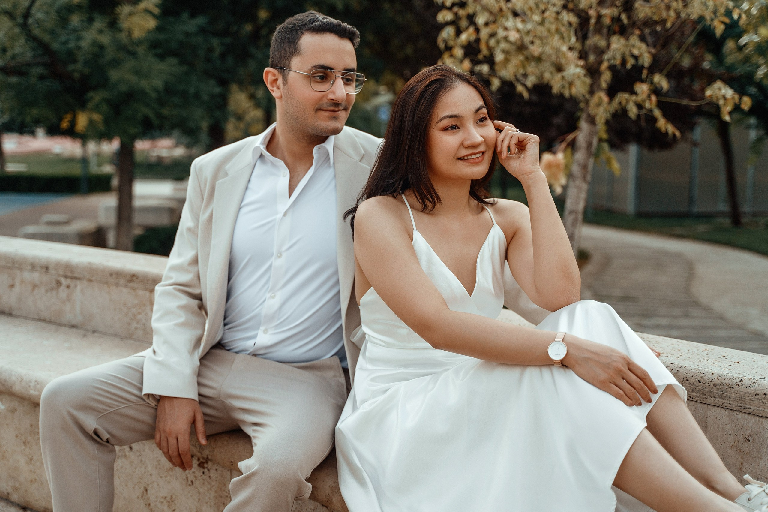 Alaeddine & Matika on the Peace Bridge in Tbilisi. Photographer Sergey Otkrytyi in Batumi & Tbilisi