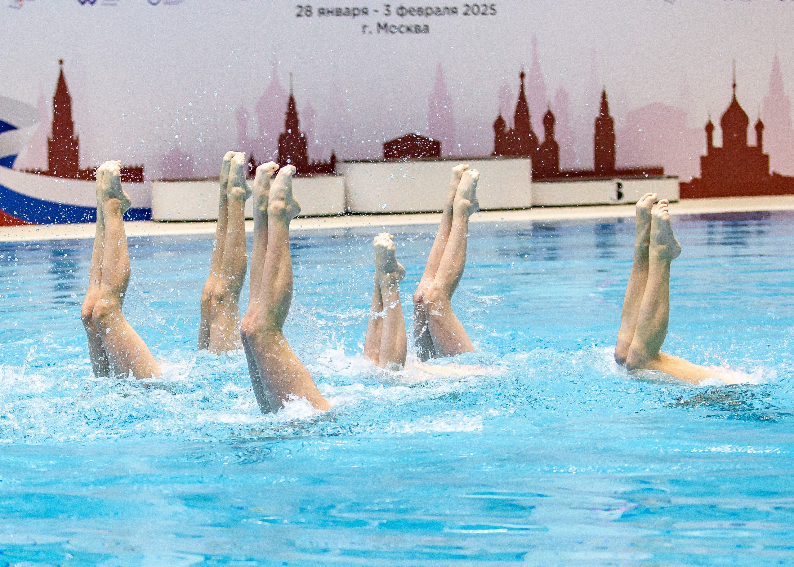 Первенство России по синхронному плаванию. Акробатическая группа. Репортажный фотограф в Москве