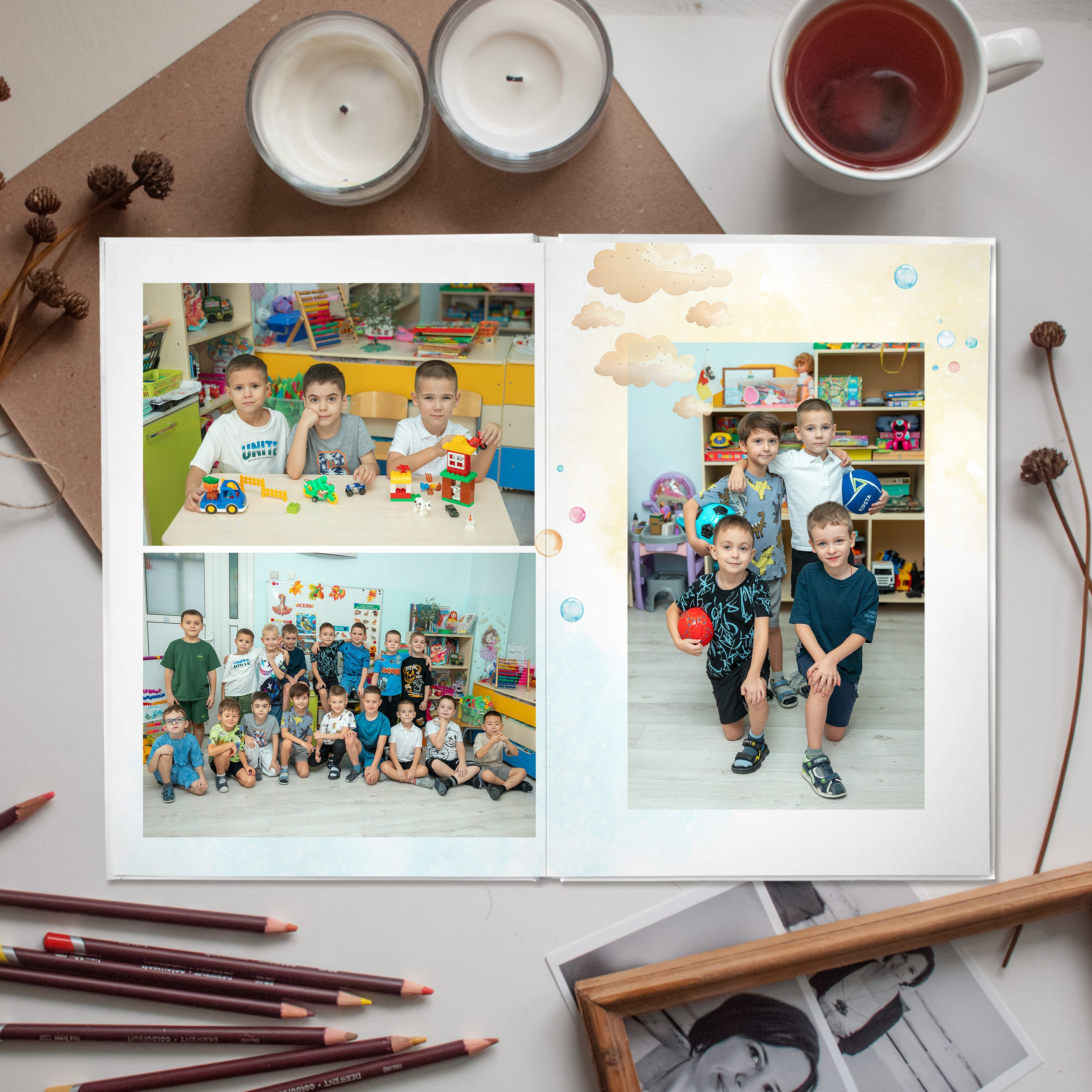 Новинка Альбом Д/С (4 разворота) «Ёжики». ФОТОГРАФ ВЫПУСКНЫХ АЛЬБОМОВ в Краснодаре Ворчик Татьяна