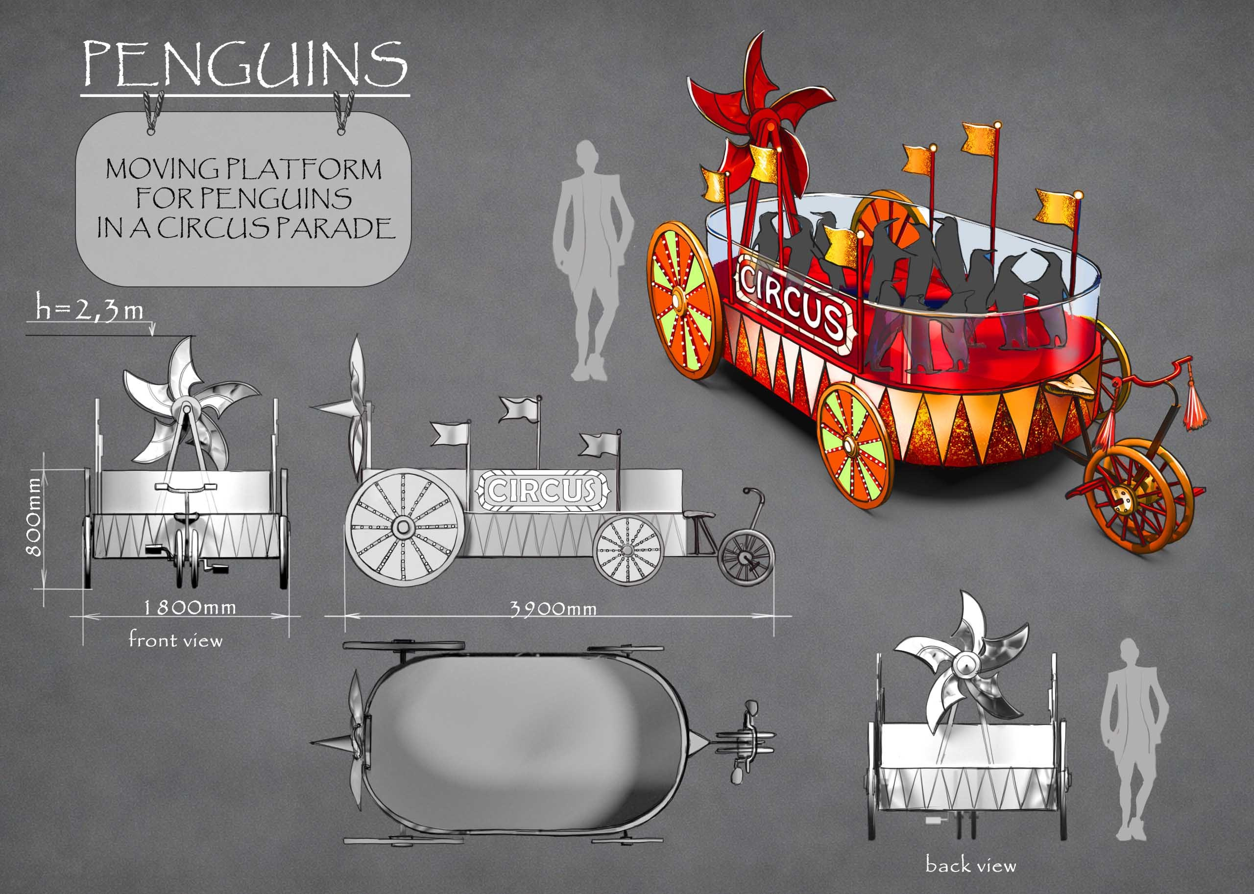 THEME PARK FLOATS. Munina Dina. Set design portfolio