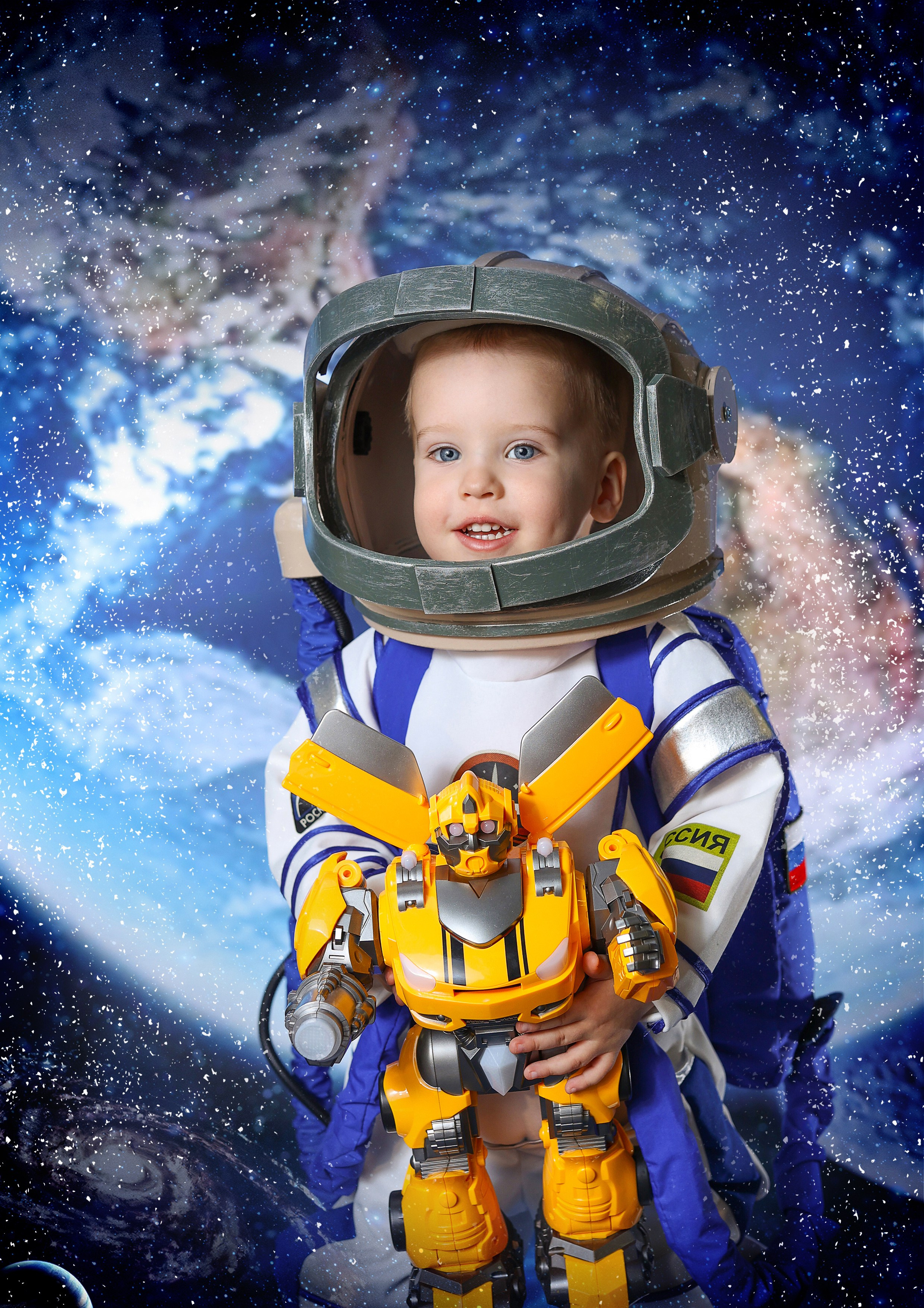 Фотосессия «Новый год в космосе» 2024 год. Фотограф в детский сад Елена Колчева Новокузнецк