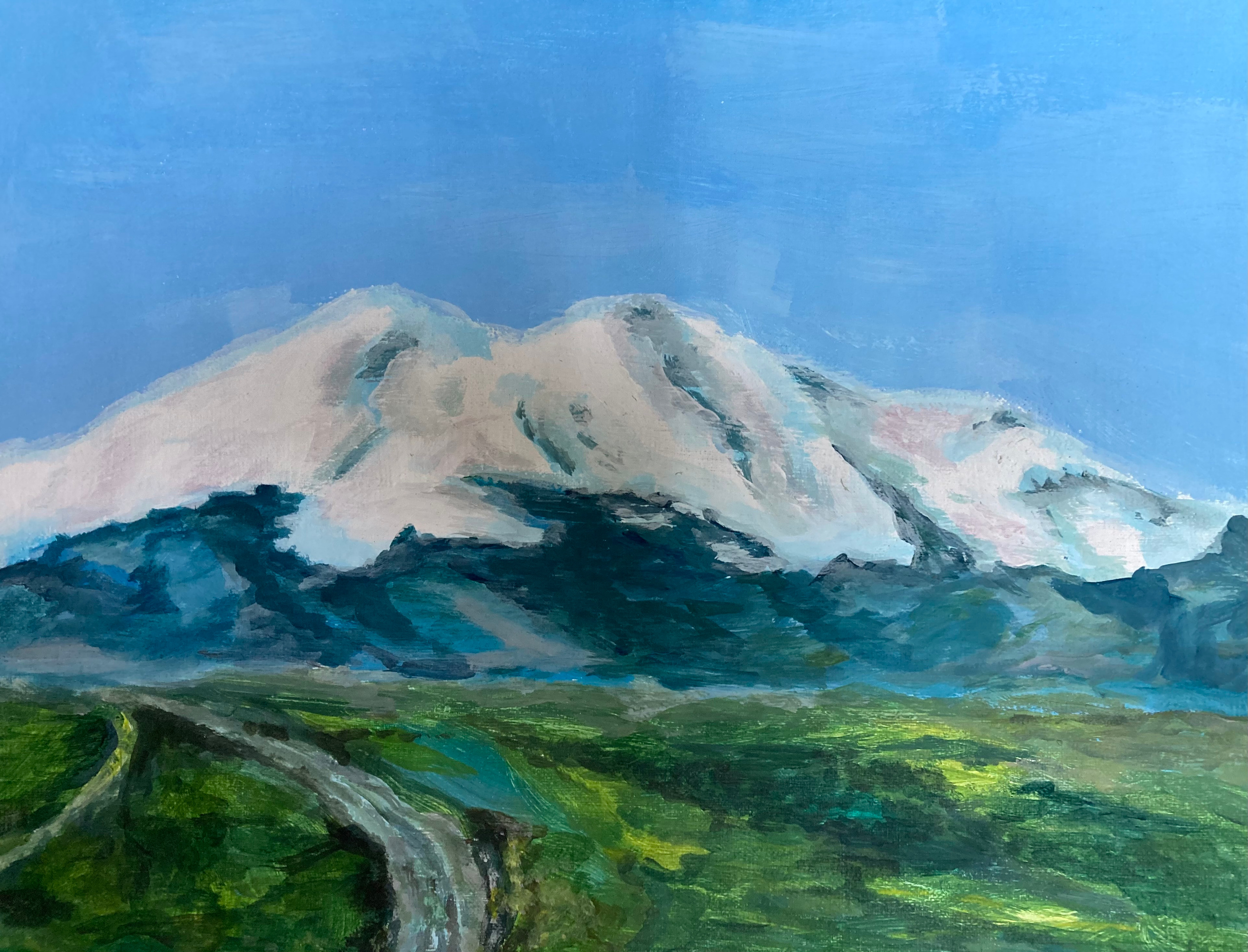 118. Эльбрус. Акрил, холст, 35х45 см, 2023 г.