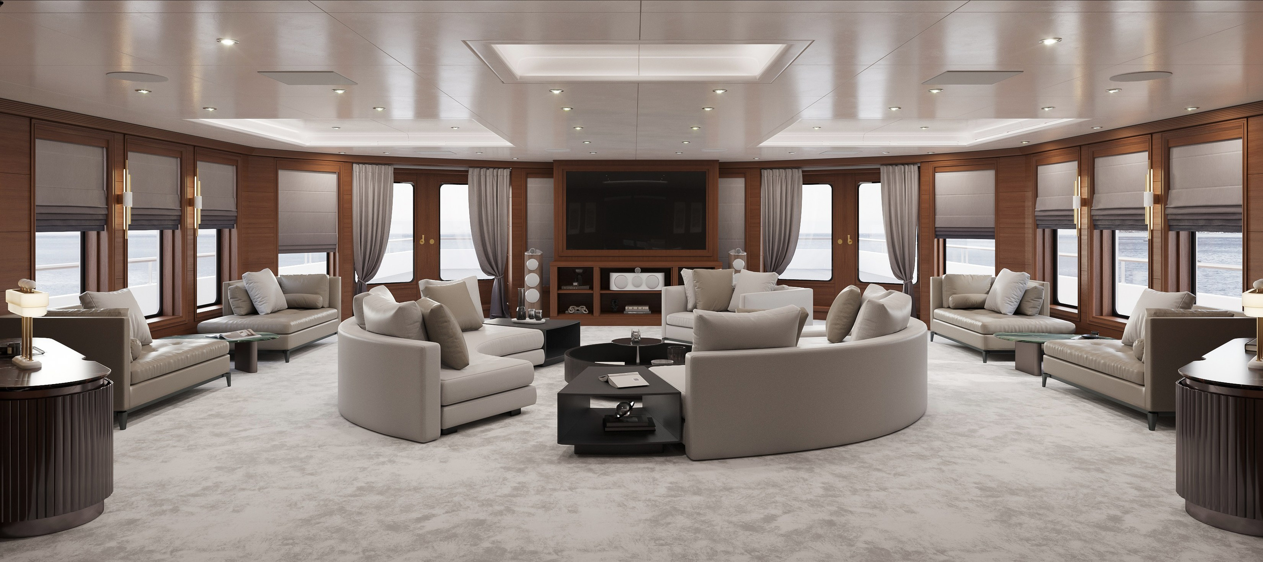 3 варианта гостиной на яхте. Дизайн Марина Павлюченкова. 3D визуализатор интерьеров Ксения Жарко