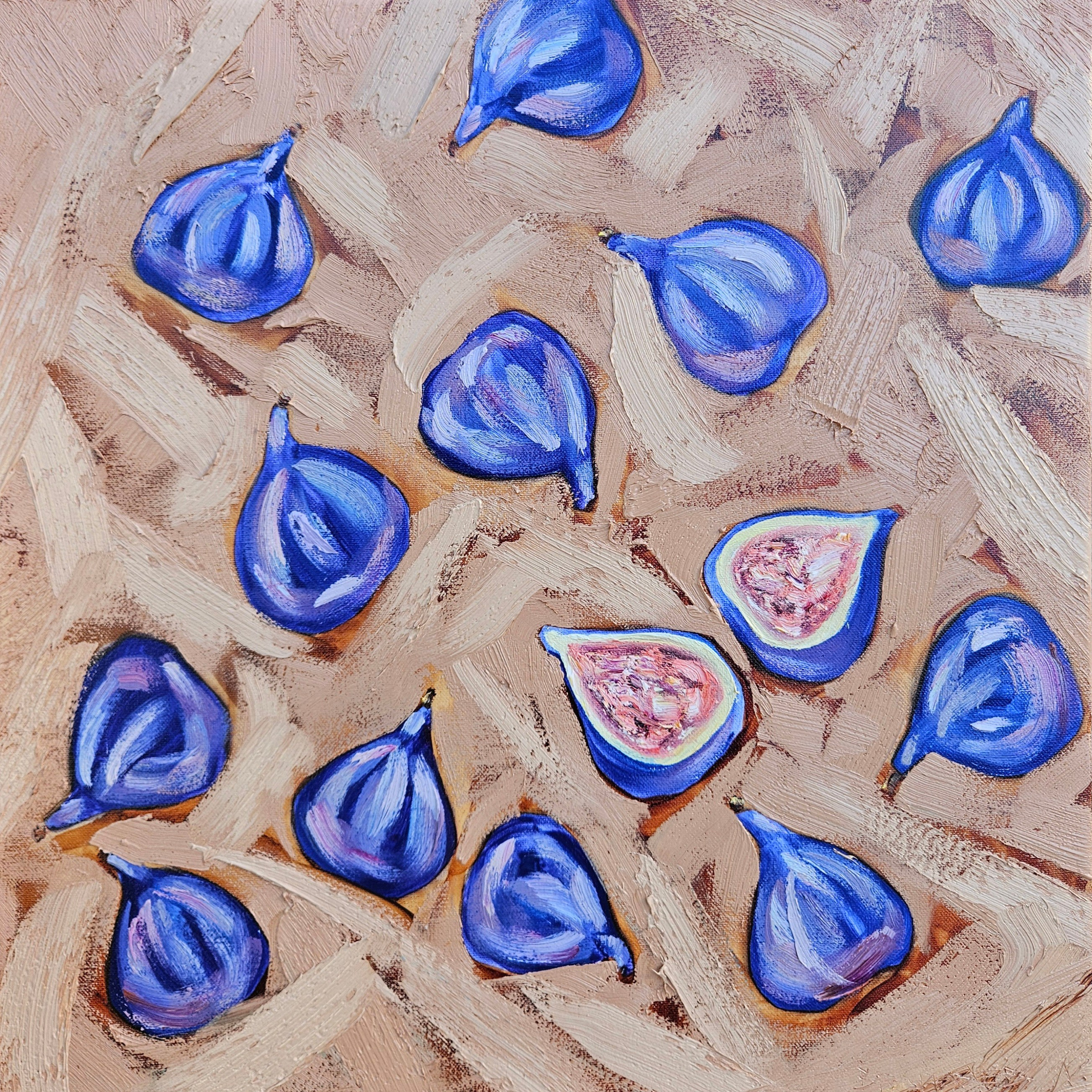 "Инжир". 2024. Холст, масло. 40х40 см. Цена: 5000₽ (в частной коллекции)