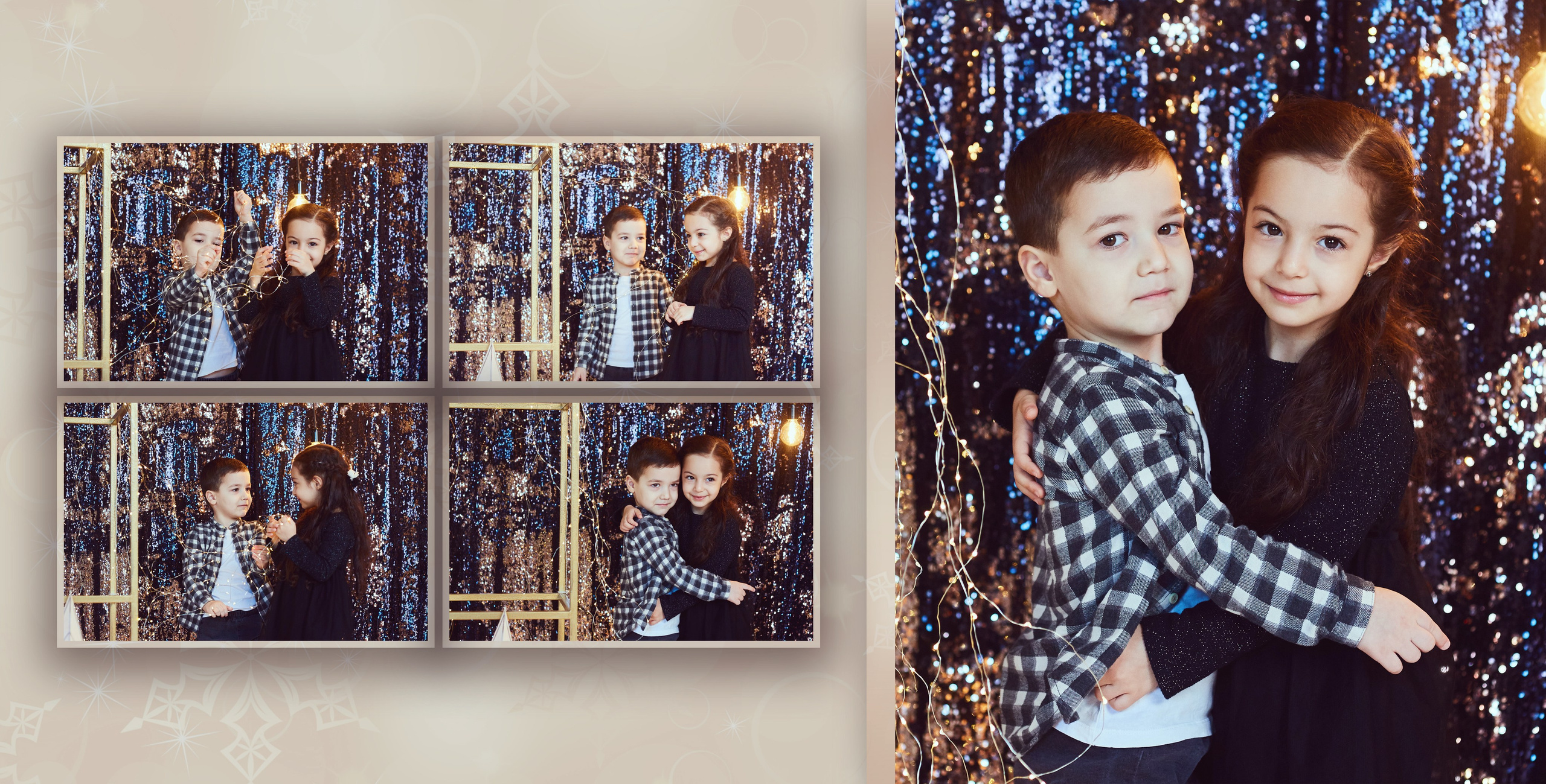 Трое красивых деток в стильном новогоднем интерьере. Фотохудожник Наталия Кирсанова