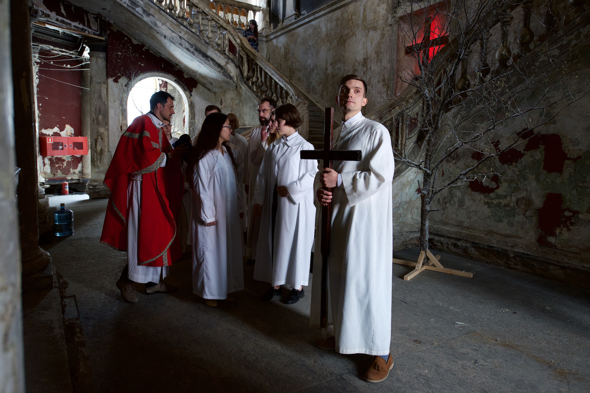 Pastor Eugene and parishioners prepare for Confirmation.