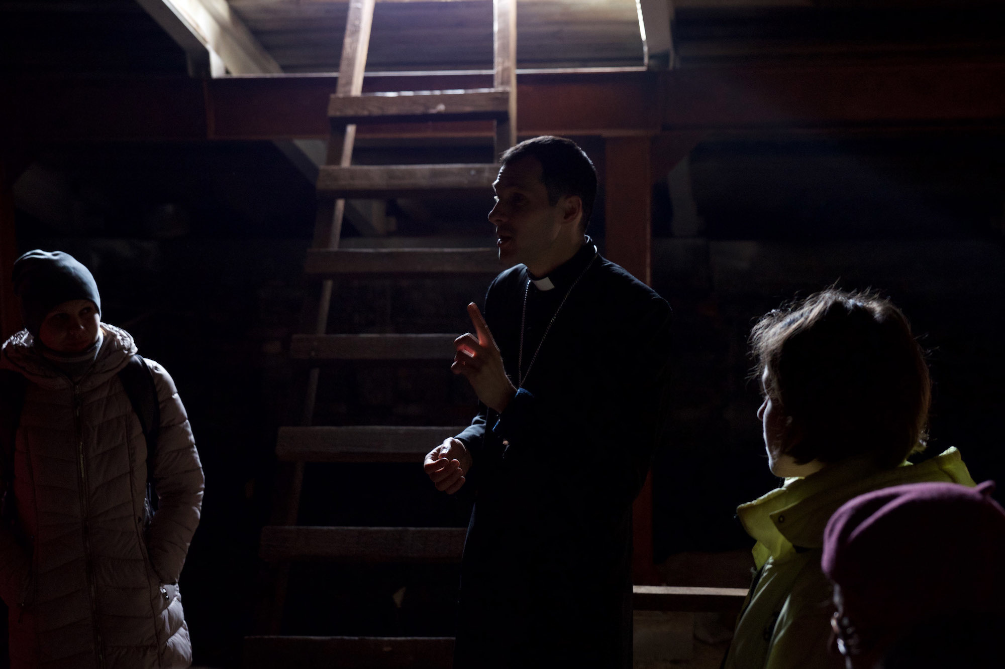 Attic of Annenkirche. Pastor Eugene gives a tour of the church.