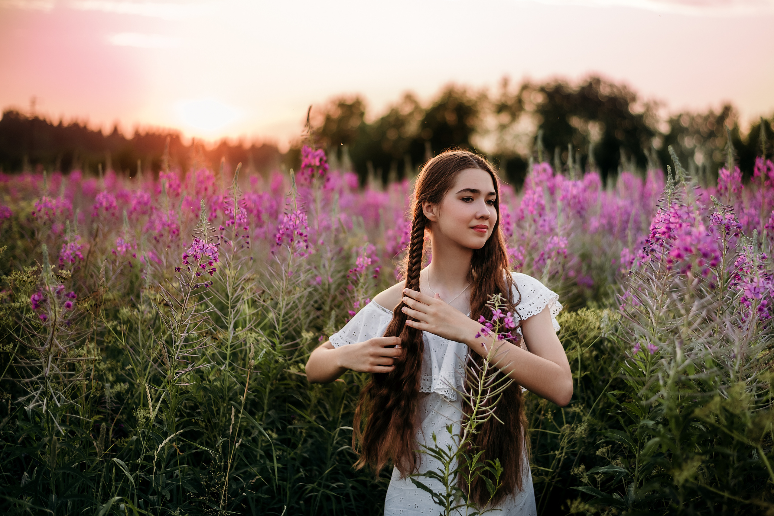 Эмилия, поле иван-чая и ромашек. Фотограф в Санкт- Петербурге Мария Золотарь