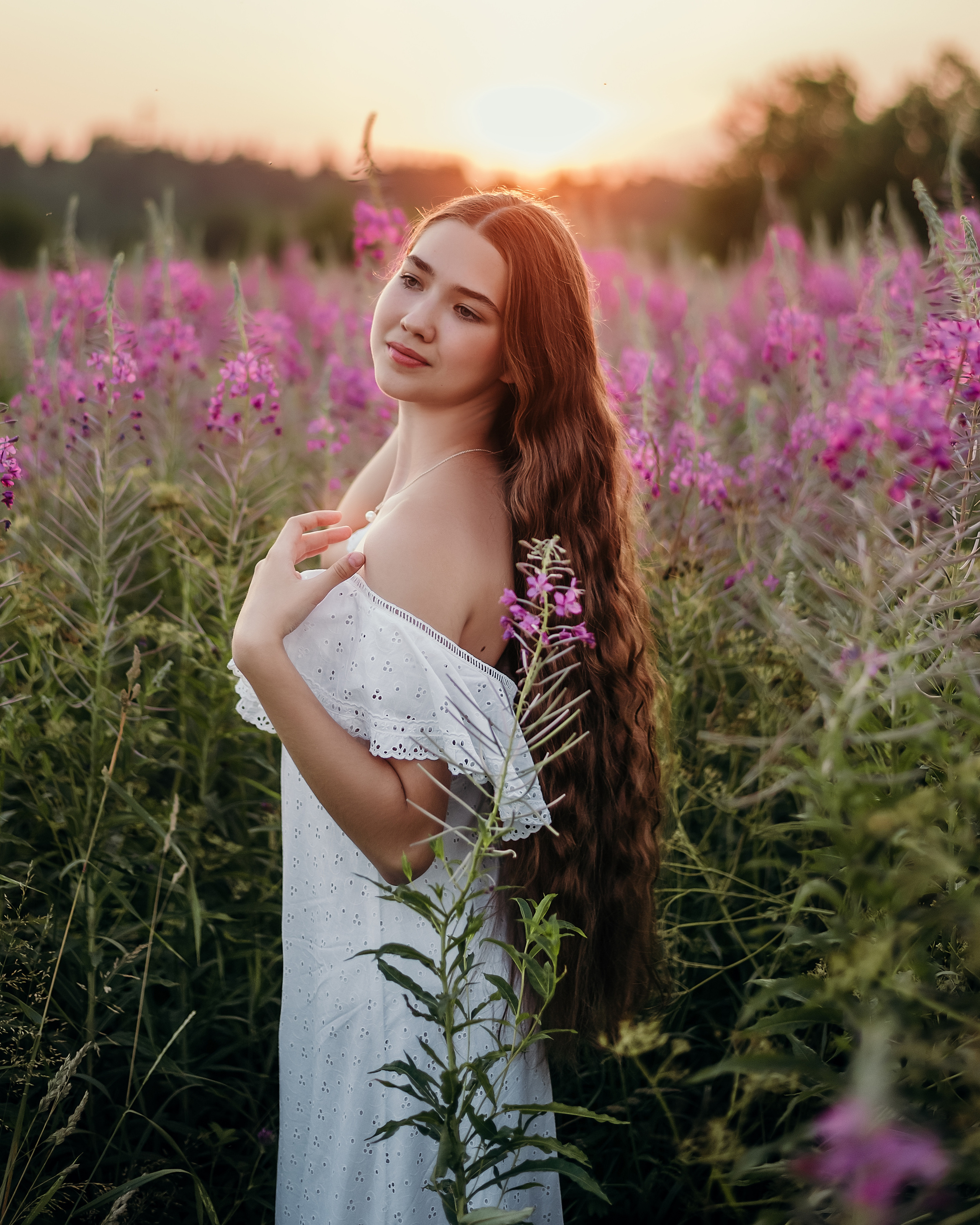 Эмилия, поле иван-чая и ромашек. Фотограф в Санкт- Петербурге Мария Золотарь