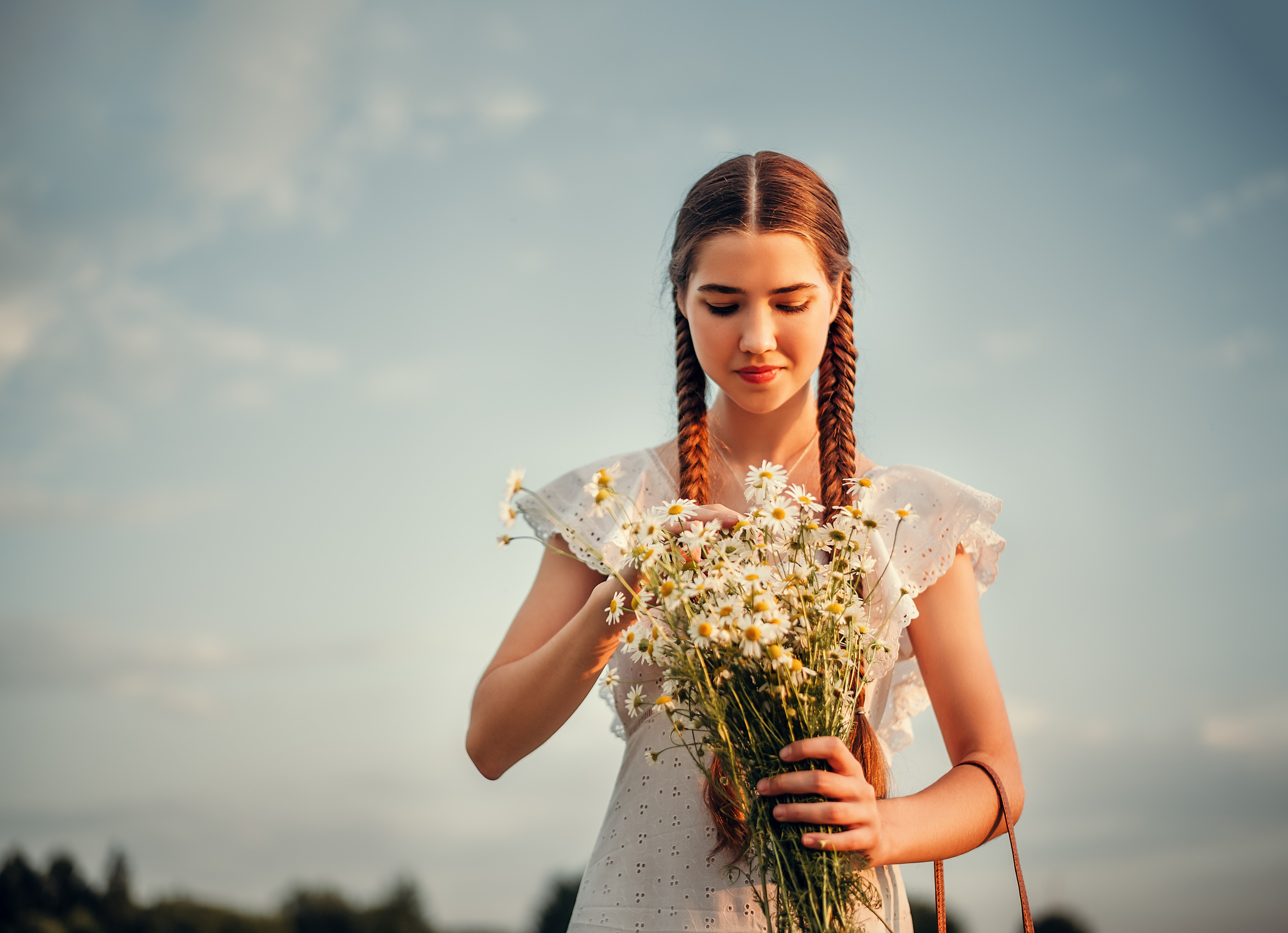 Эмилия, поле иван-чая и ромашек. Фотограф в Санкт- Петербурге Мария Золотарь