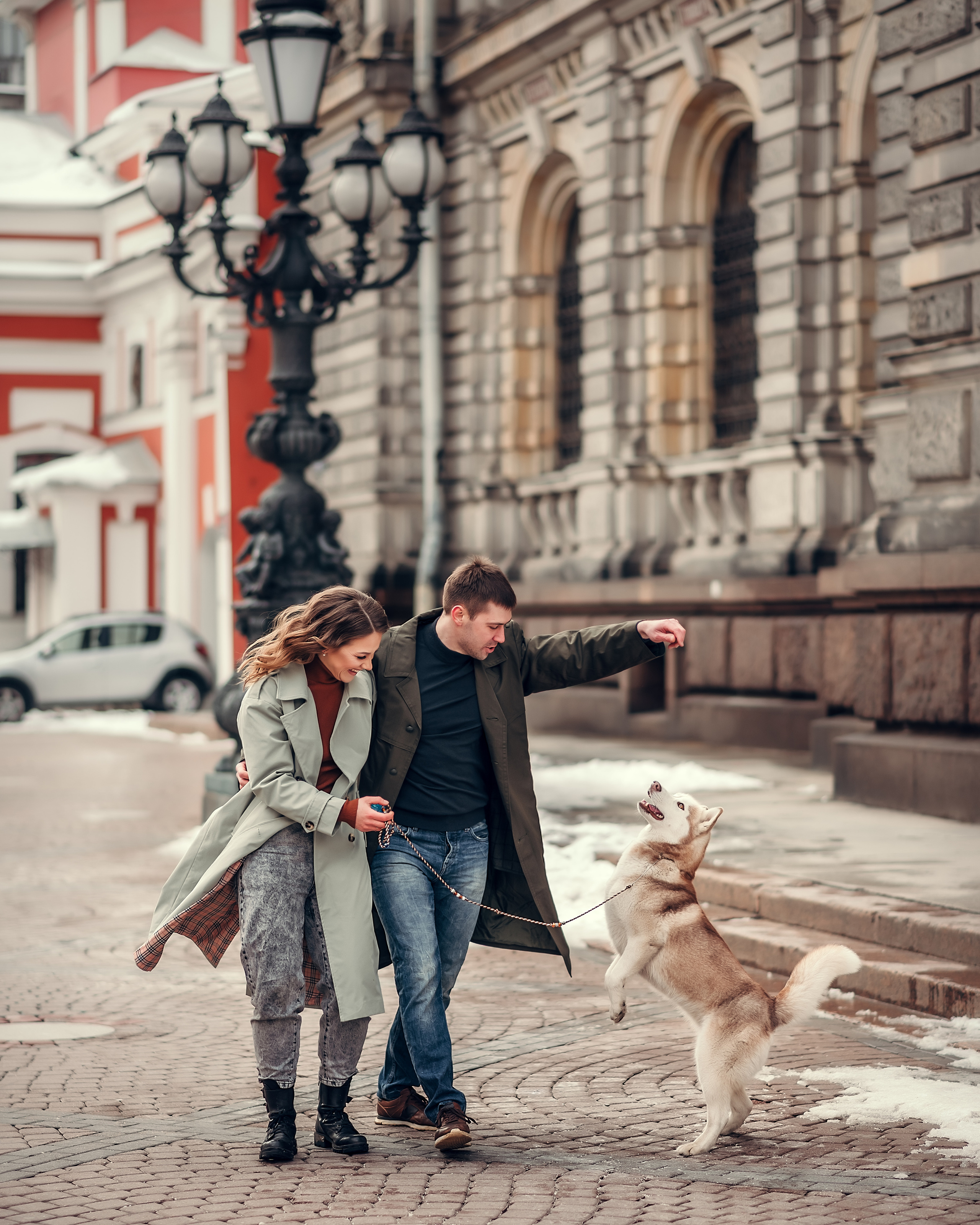 Надя, Денис и хаски Марго, Соляной переулок. Фотограф в Санкт- Петербурге Мария Золотарь