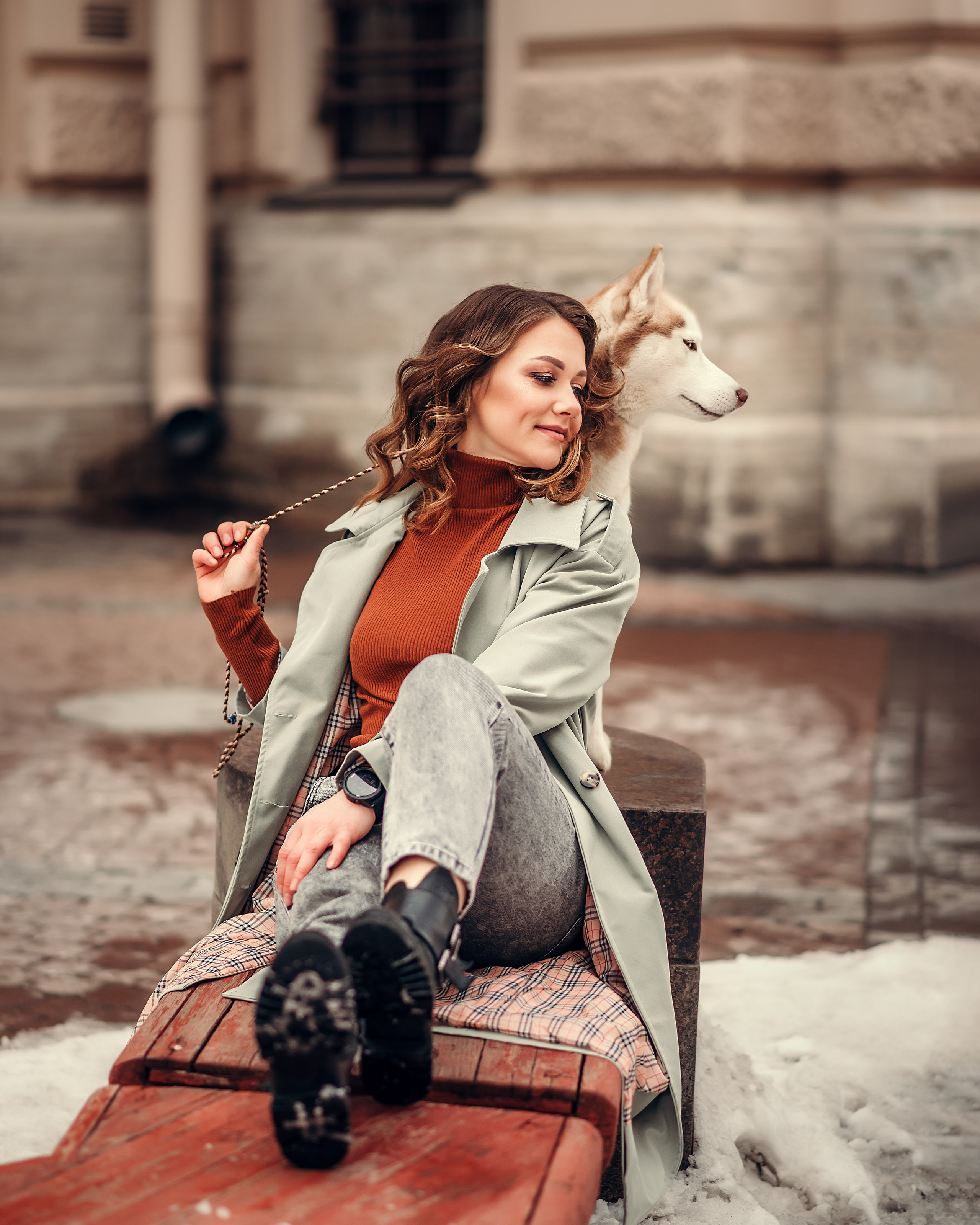 Надя, Денис и хаски Марго, Соляной переулок. Фотограф в Санкт- Петербурге Мария Золотарь