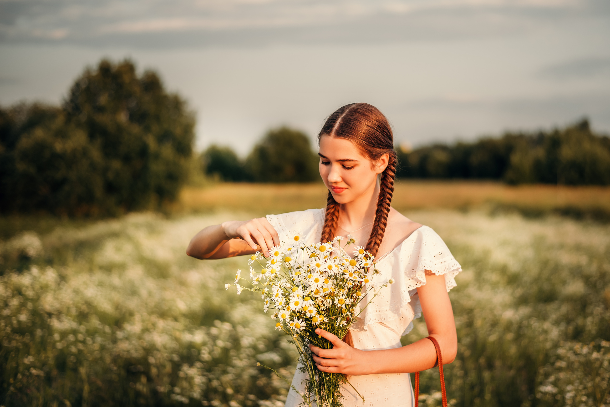 Эмилия, поле иван-чая и ромашек. Фотограф в Санкт- Петербурге Мария Золотарь