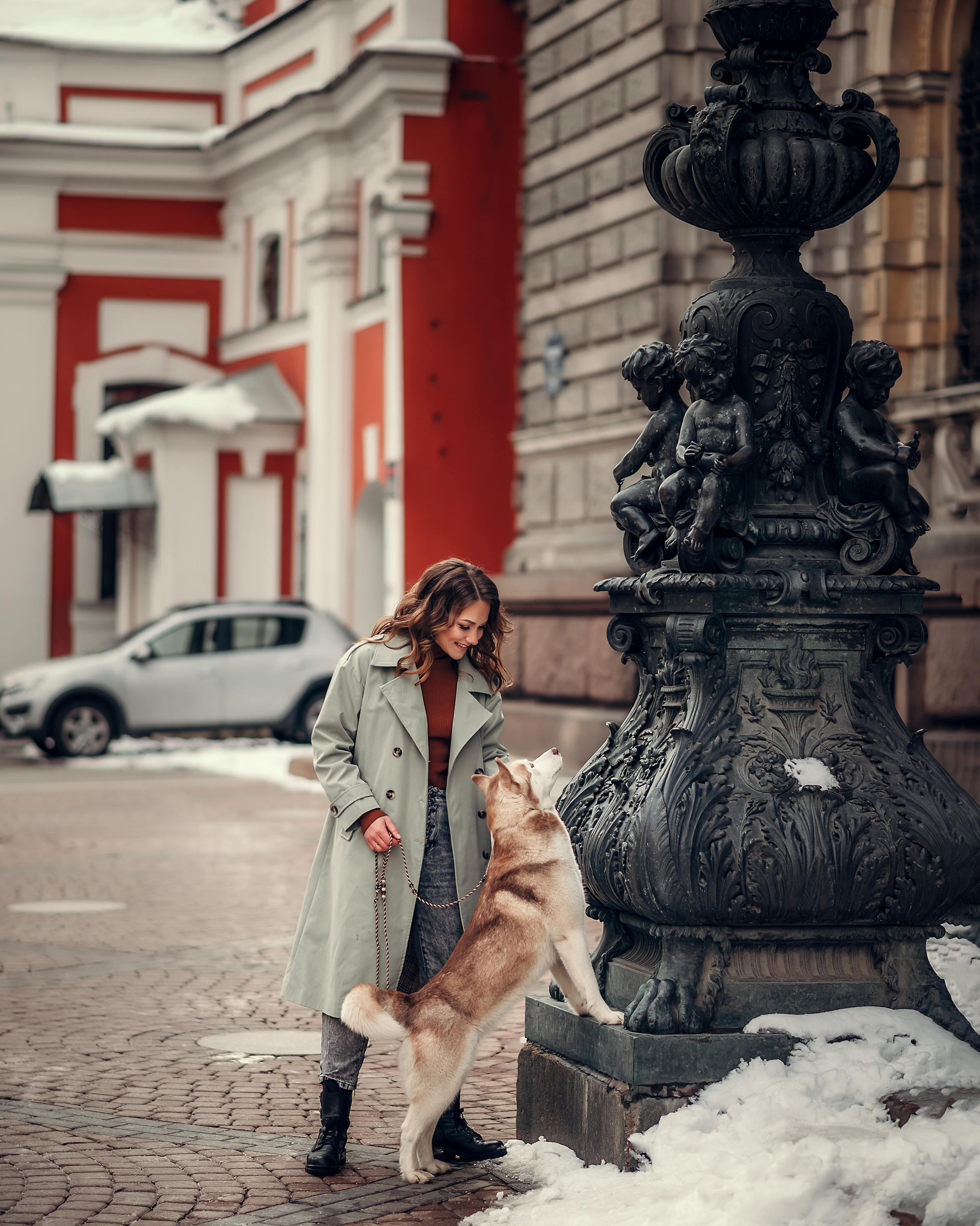 Надя, Денис и хаски Марго, Соляной переулок. Фотограф в Санкт- Петербурге Мария Золотарь