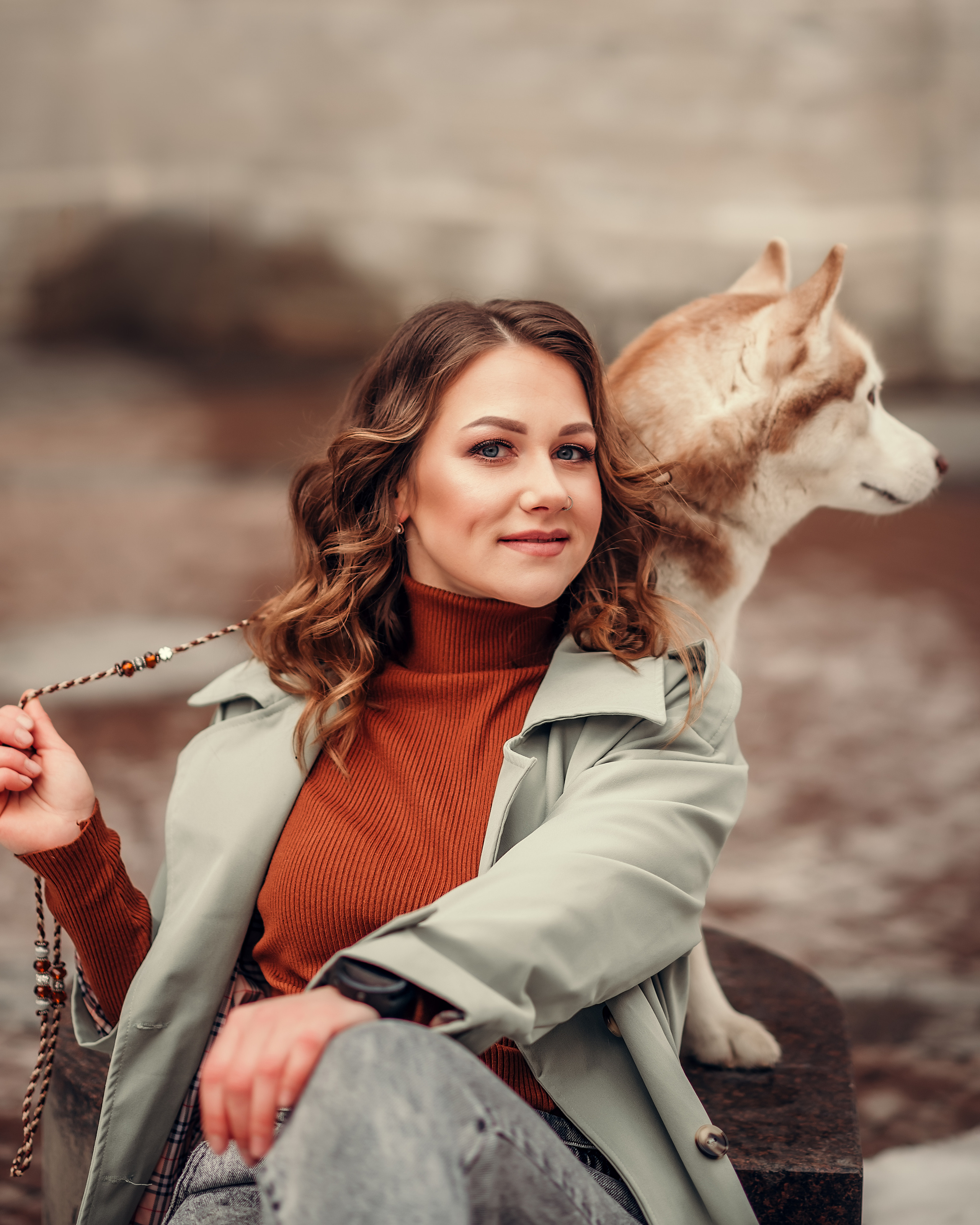 Надя, Денис и хаски Марго, Соляной переулок. Фотограф в Санкт- Петербурге Мария Золотарь