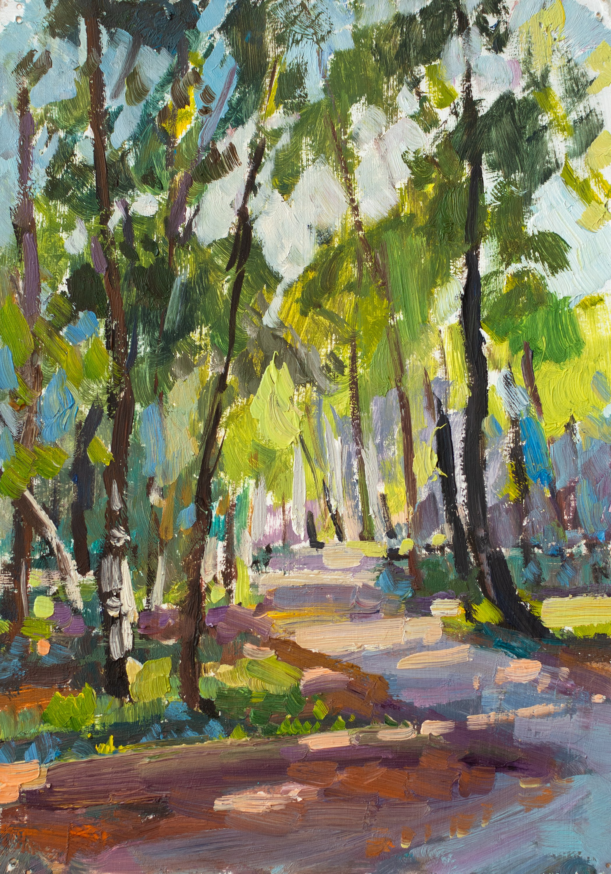 "Лето в парке" картон, масло 20х14см, 2025