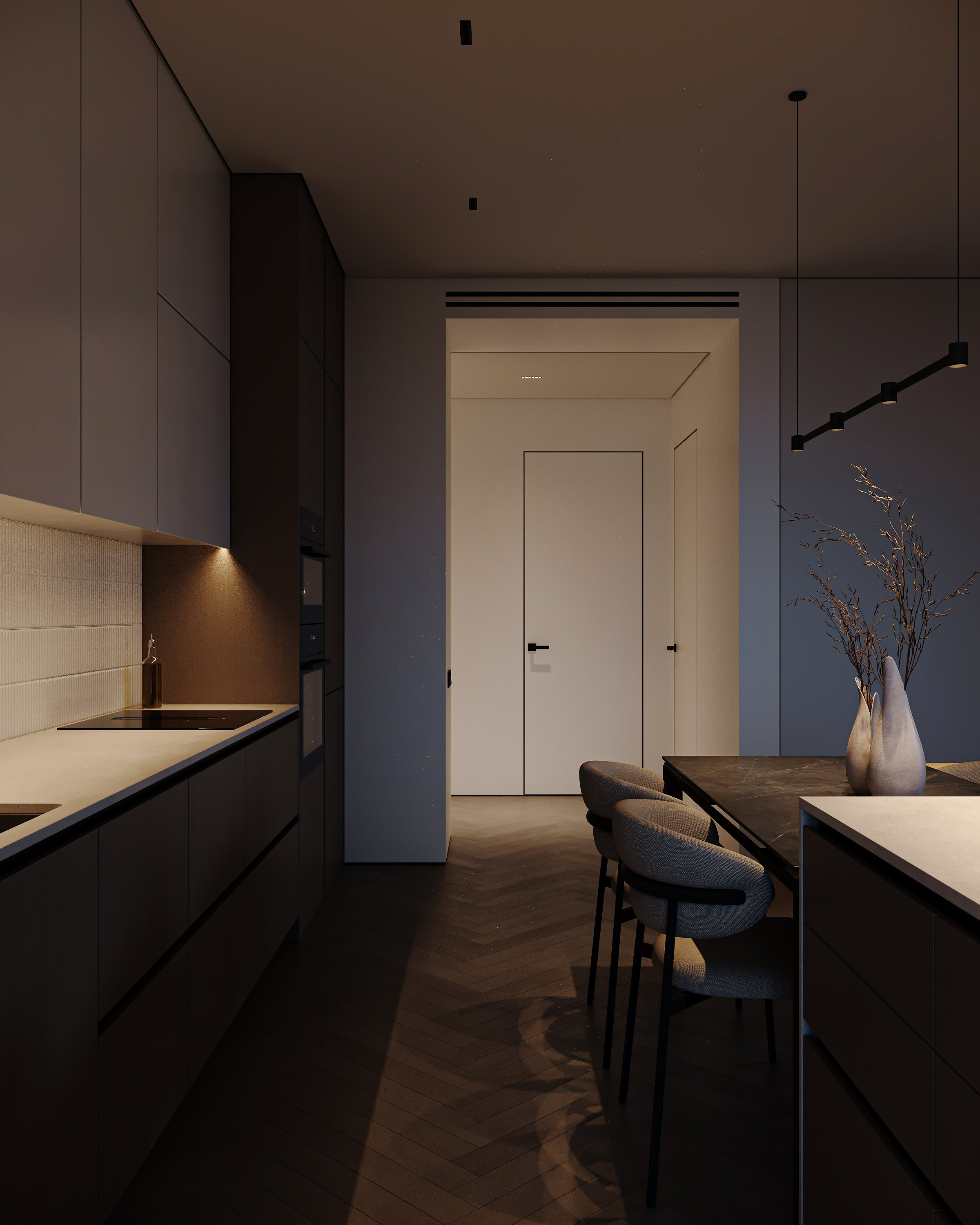 Современная кухня-гостиная с островом