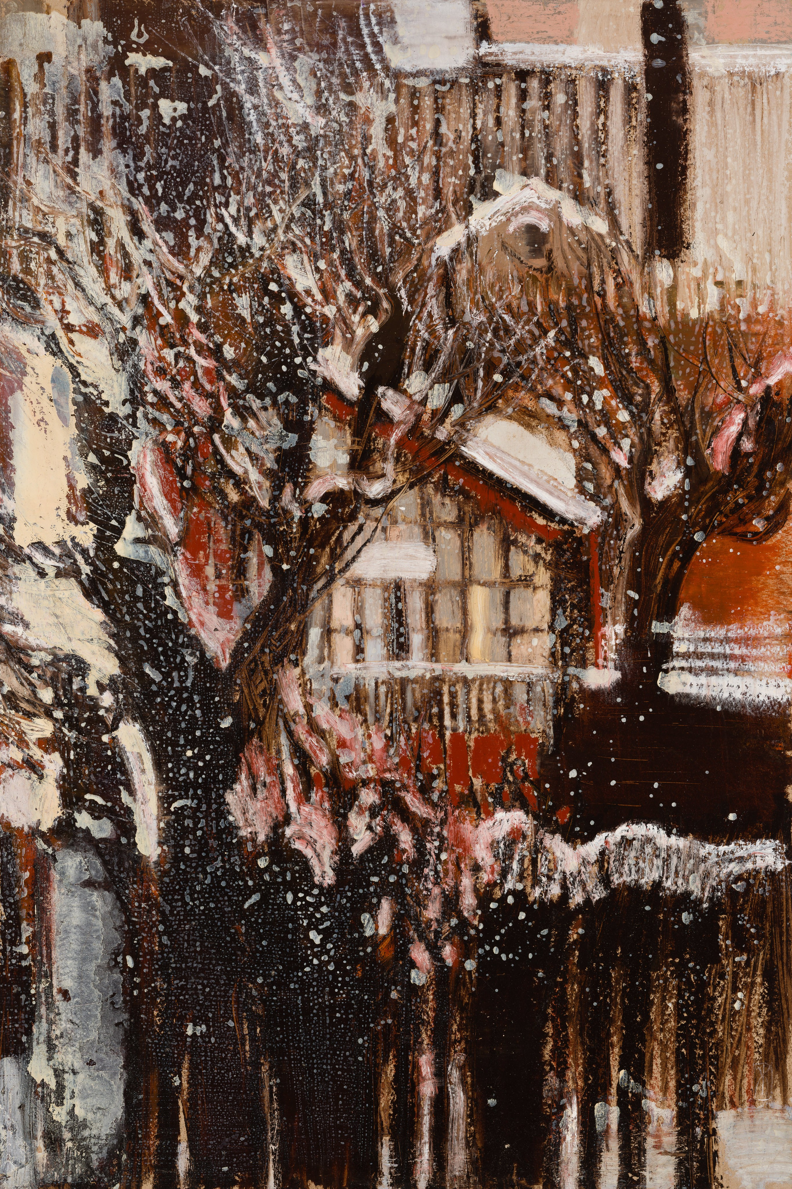 «Накануне Рождества» - художник Лариса Блохина (картон, смешанная техника, 119x79 см, 2023)