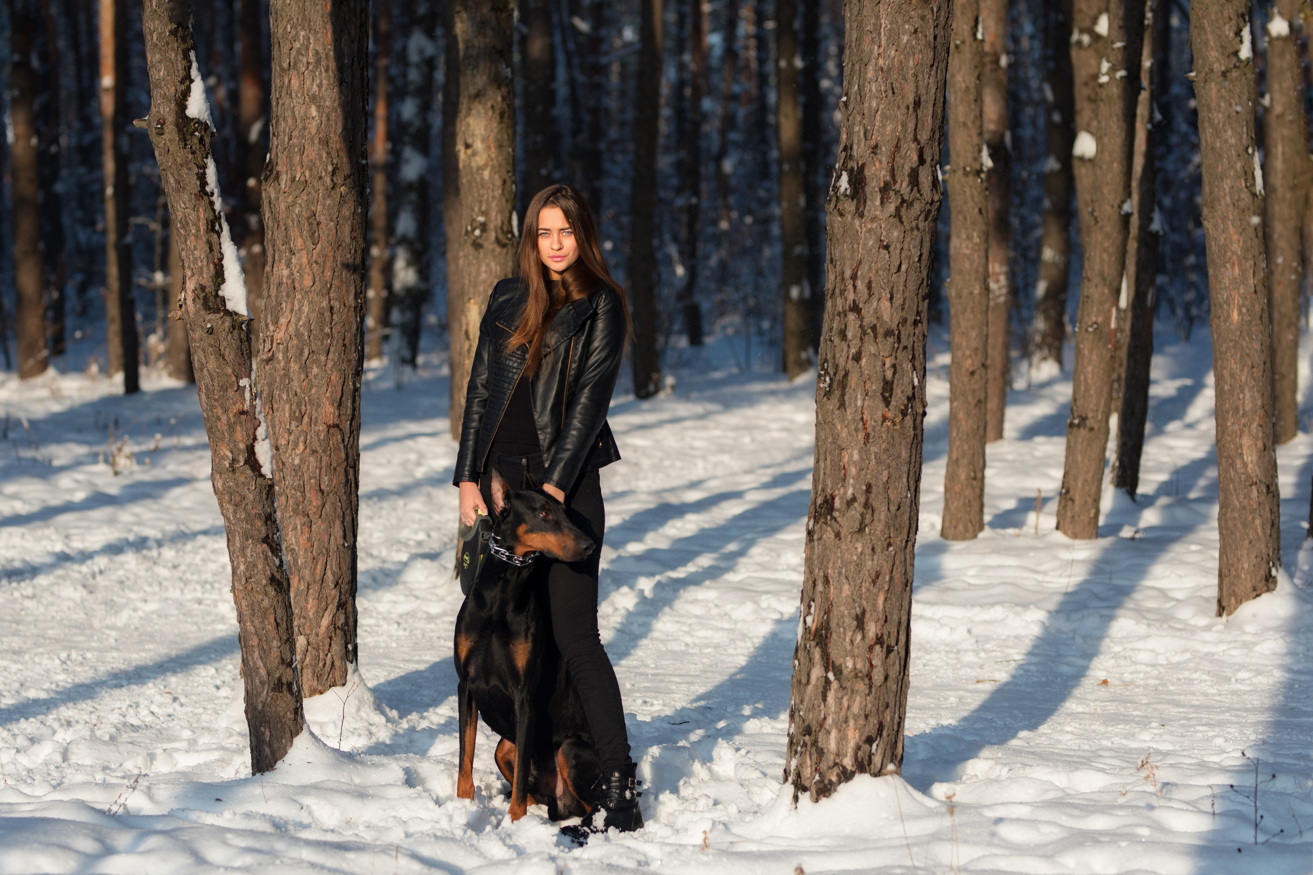 Зимняя съемка в лесу с доберманом с Ольгой в формате для «себя»